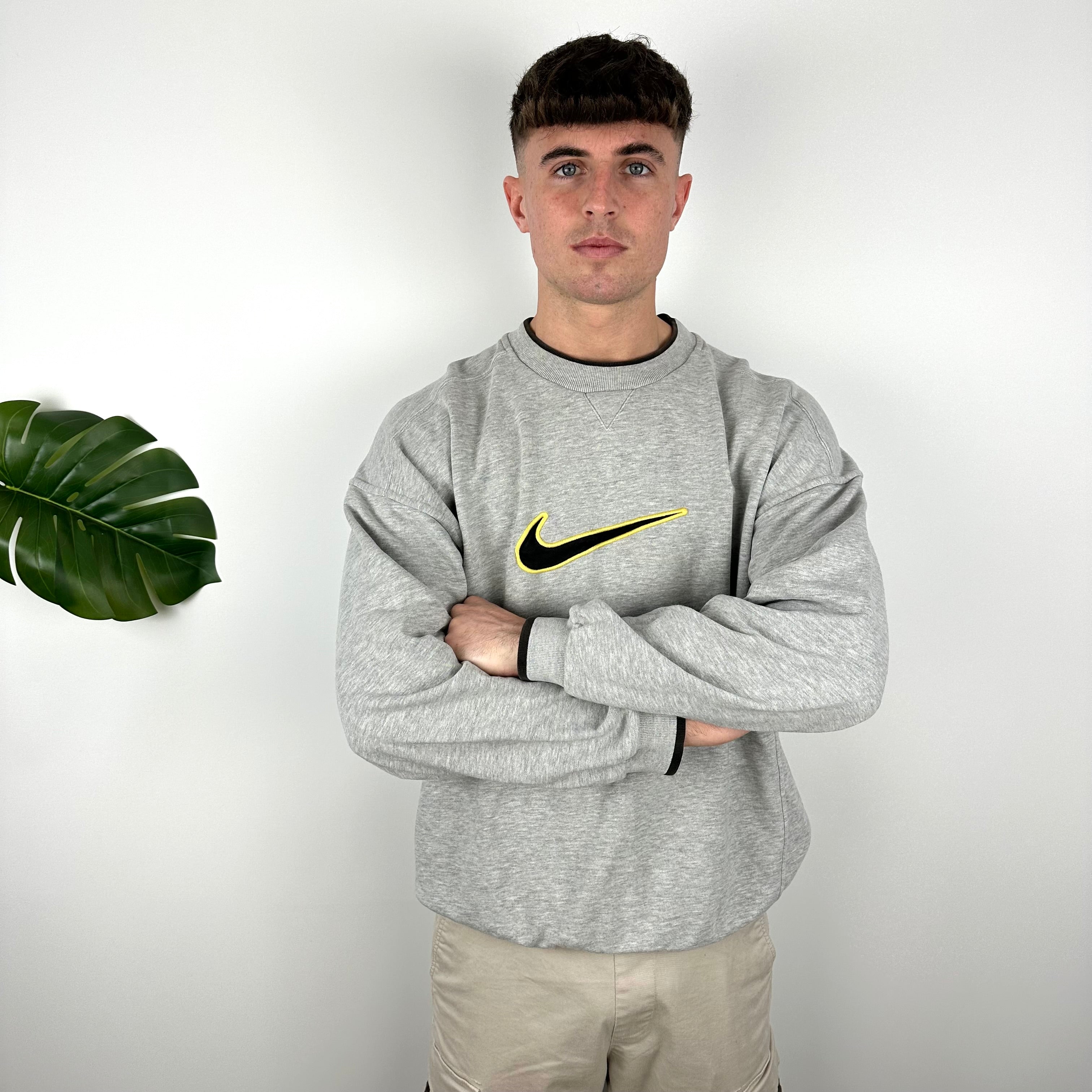 Nike Grey Embroidered Swoosh Sweatshirt (XL)