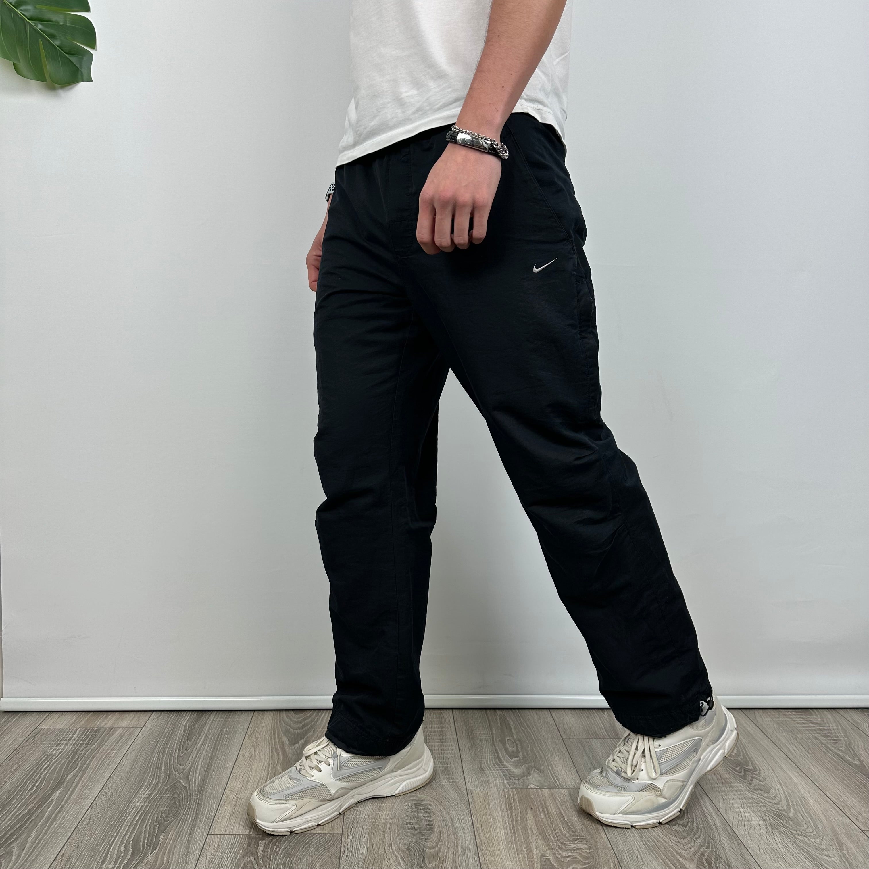 Nike Black Embroidered Swoosh Track Pants (S)