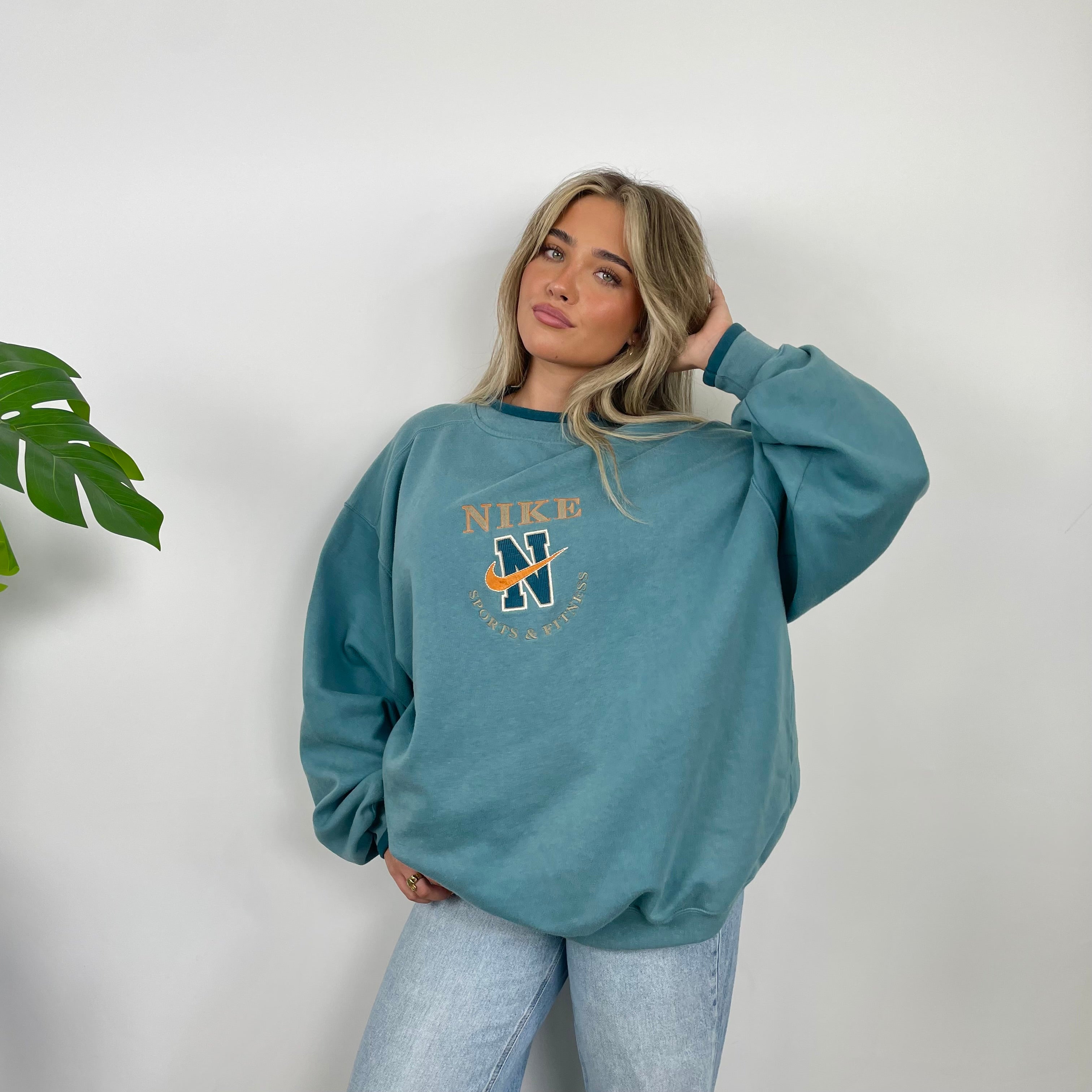 Nike Green Embroidered Swoosh Sweatshirt (XL)