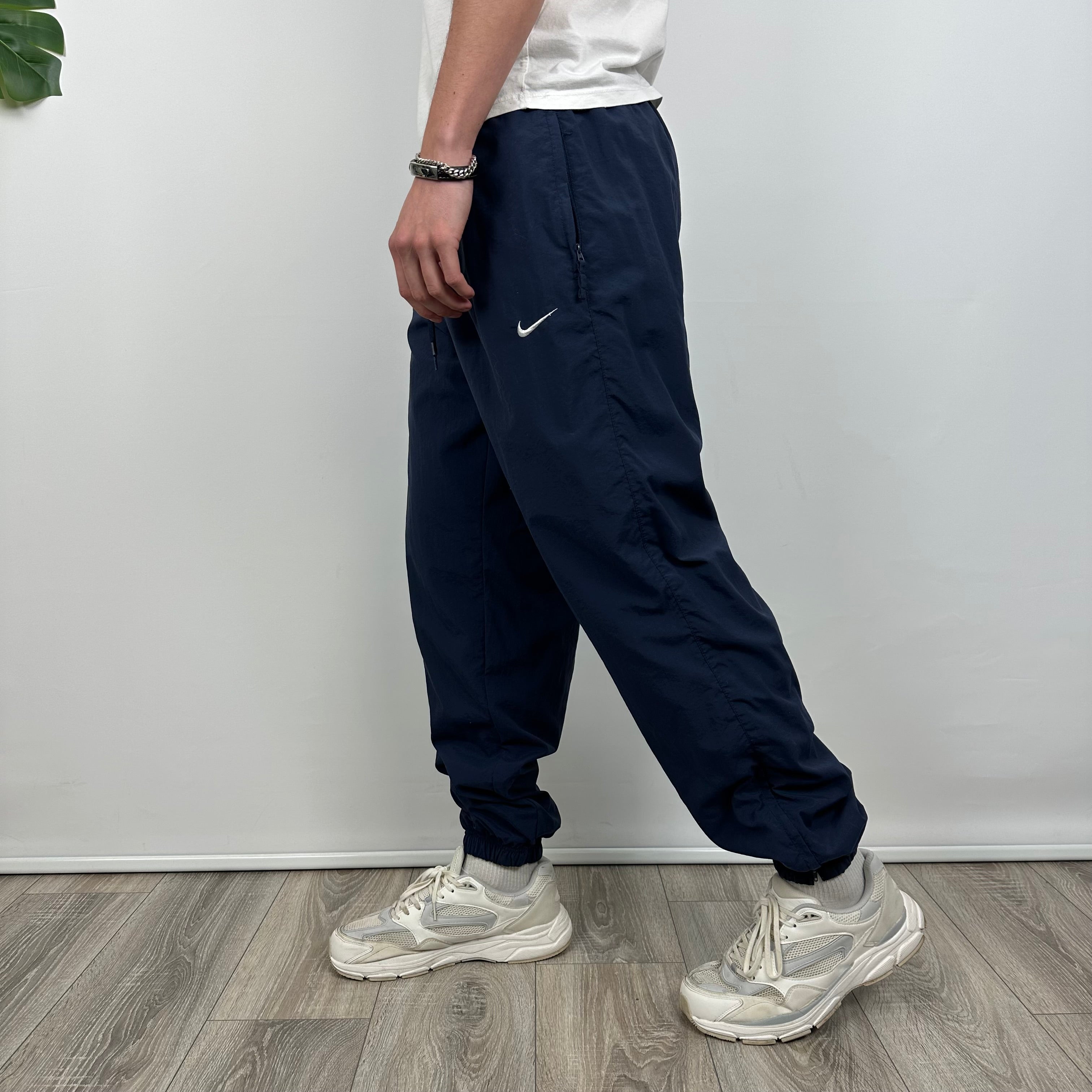 Nike Navy Embroidered Swoosh Track Pants (L)