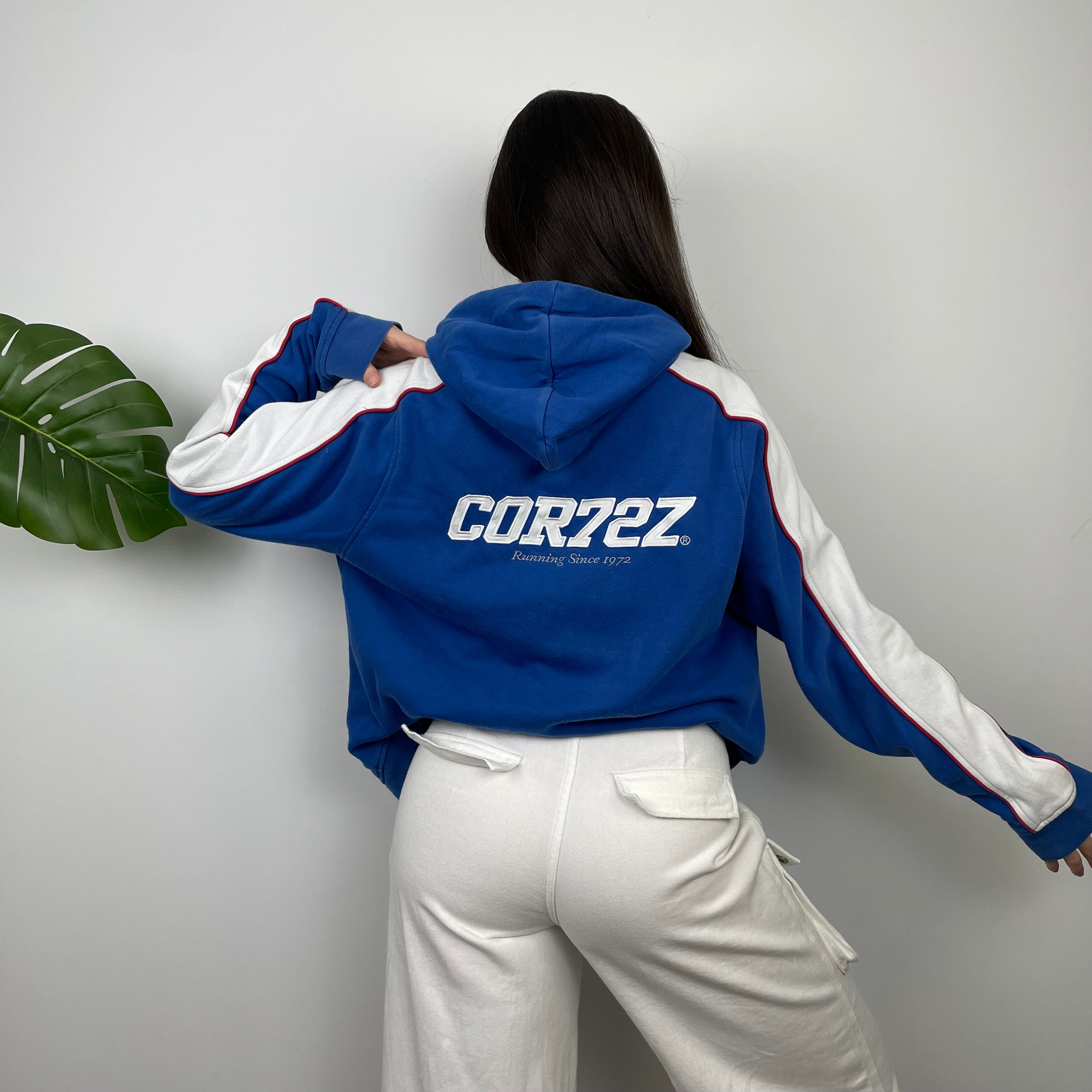 Nike Cortez Blue Embroidered Swoosh Hoodie (XL)