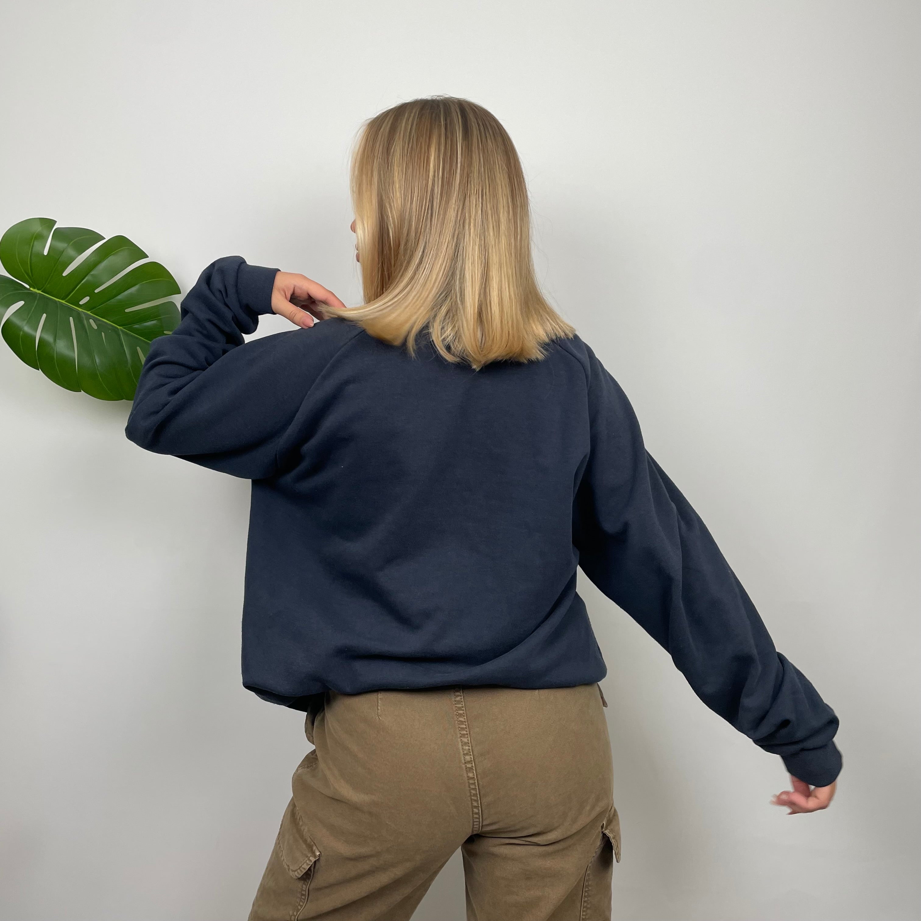 Reebok Navy Embroidered Spell Out Sweatshirt (M)