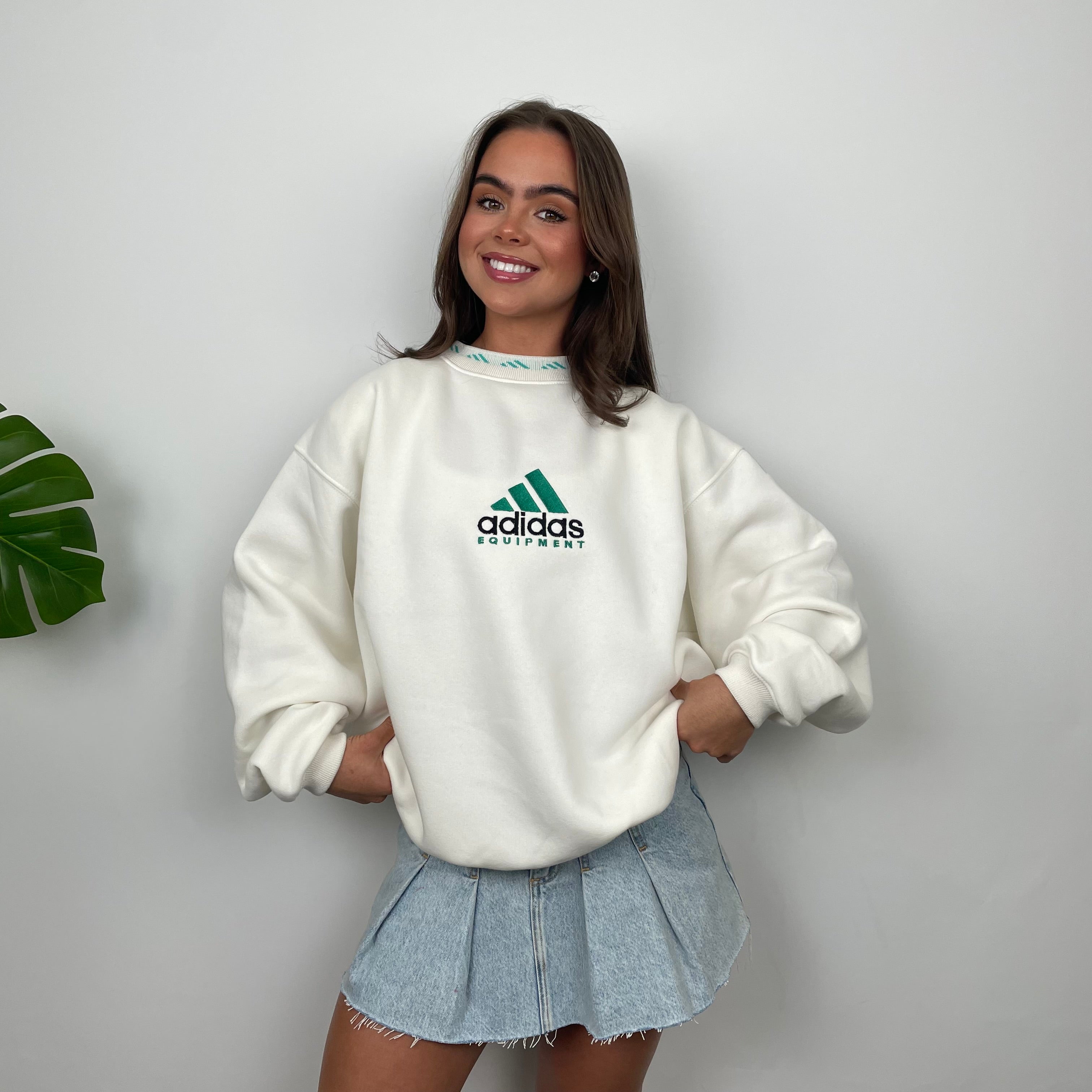 Adidas Equipment White Embroidered Spell Out Sweatshirt (M)