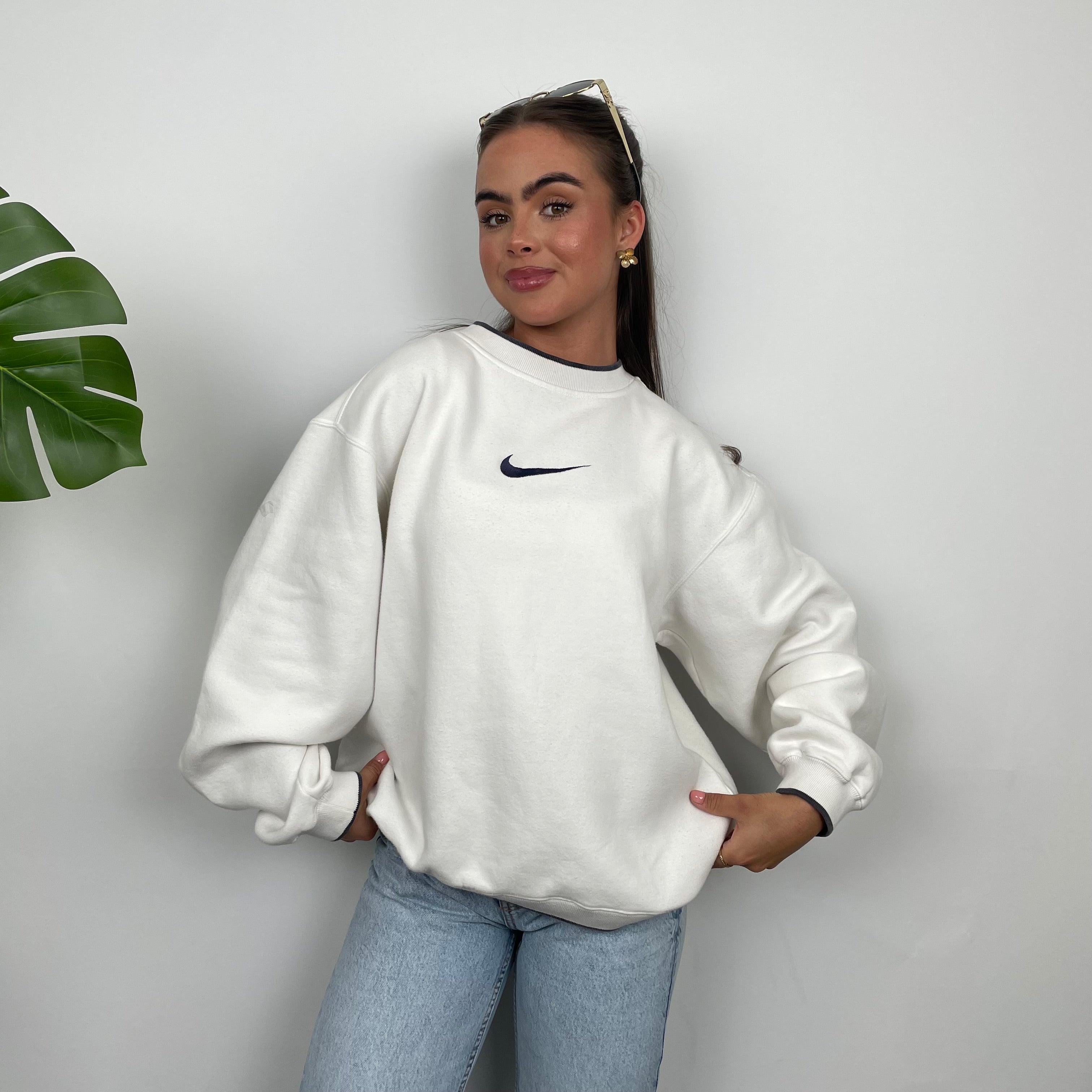 Nike White Embroidered Centre Swoosh Sweatshirt (S)