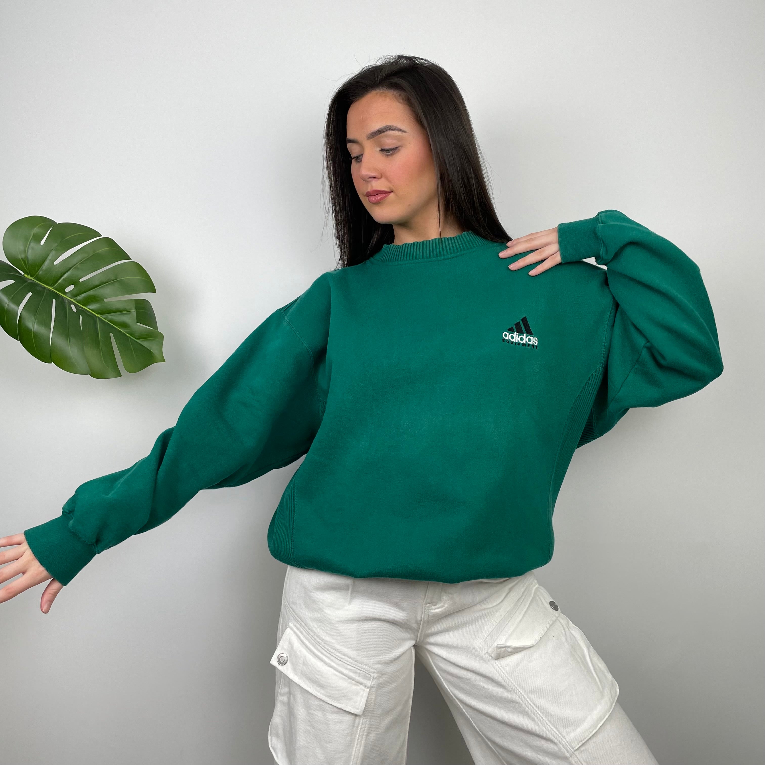 Adidas Equipment Green Embroidered Spell Out Sweatshirt (L)