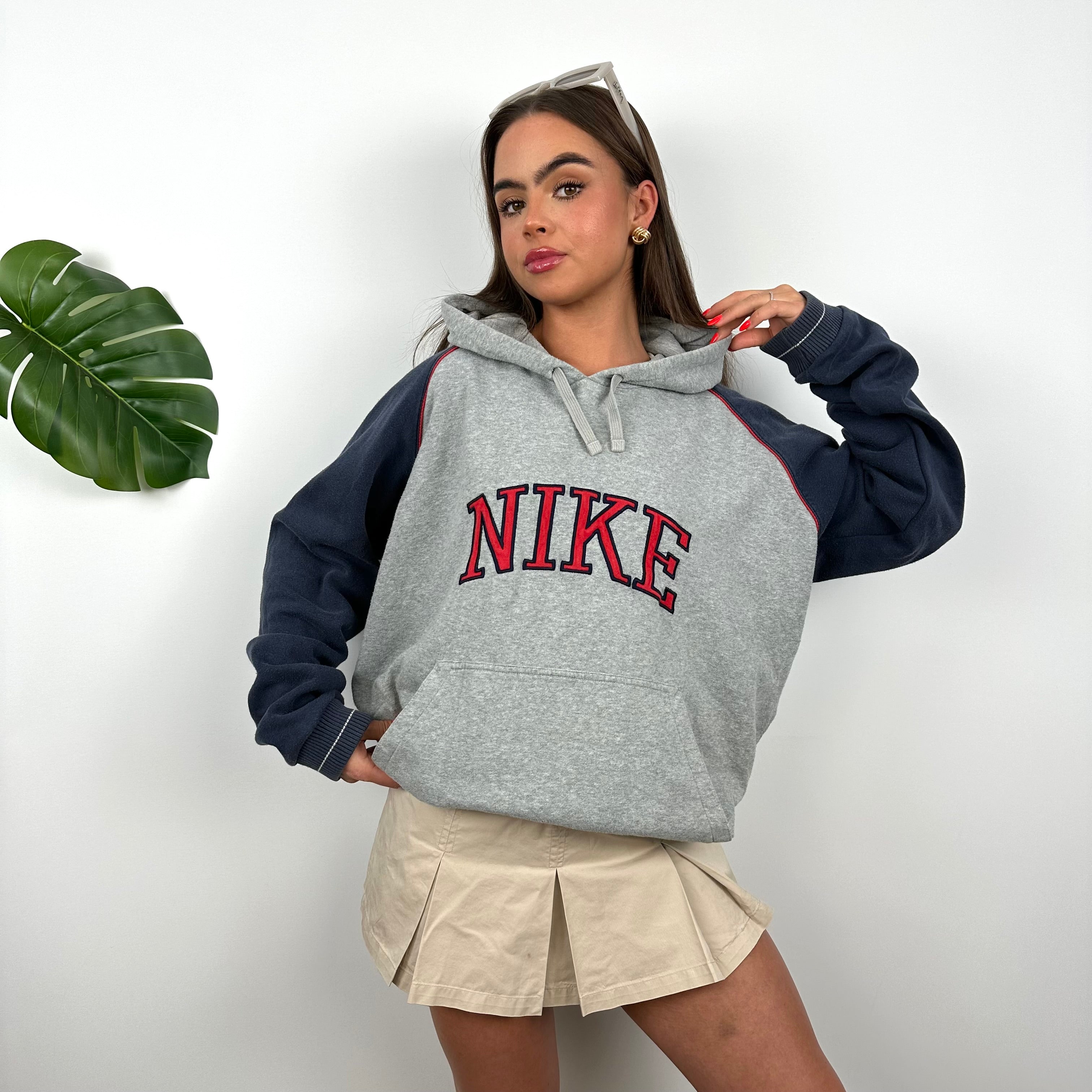 Nike Grey Embroidered Spell Out Hoodie (L)