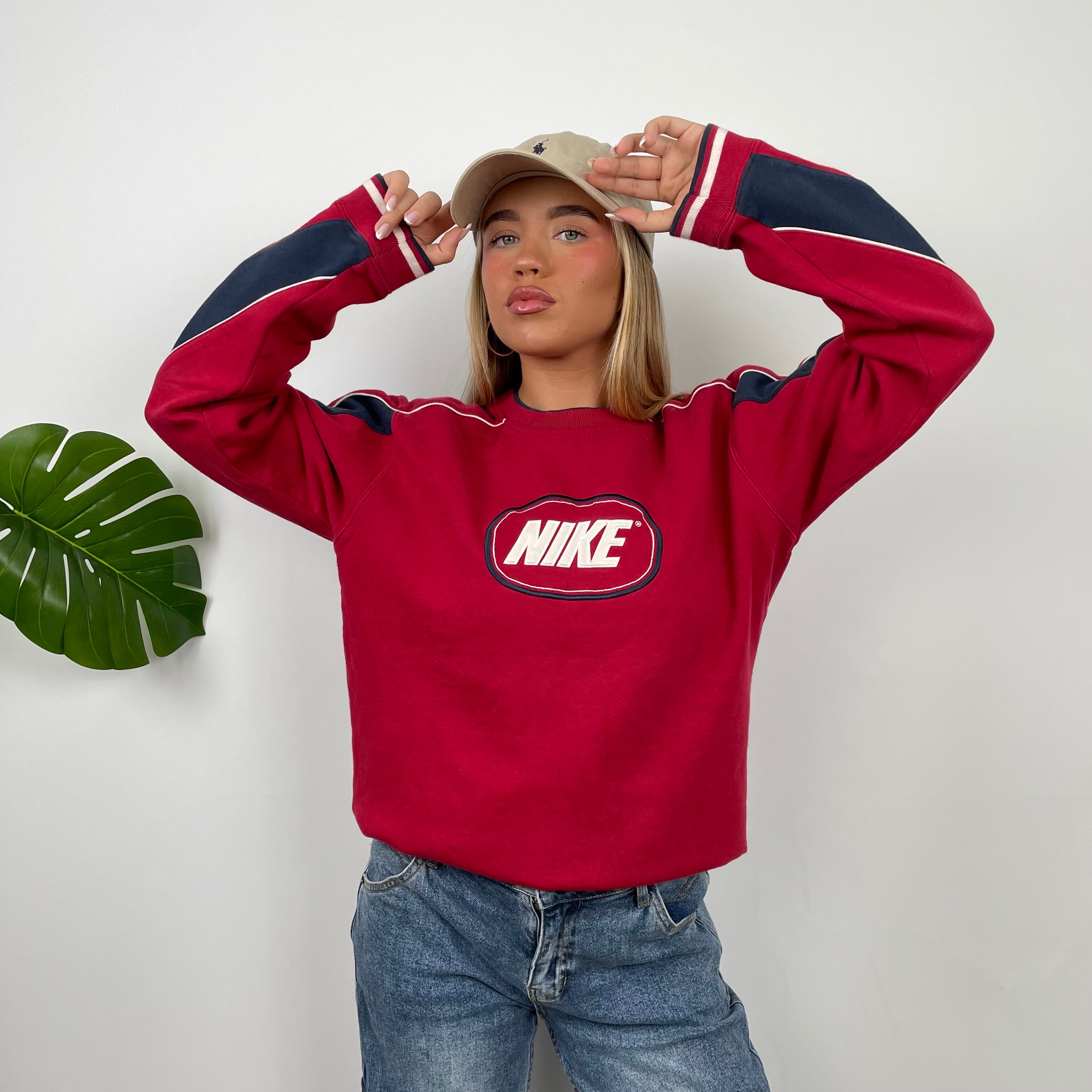 Nike Red Embroidered Spell Out Sweatshirt (S)