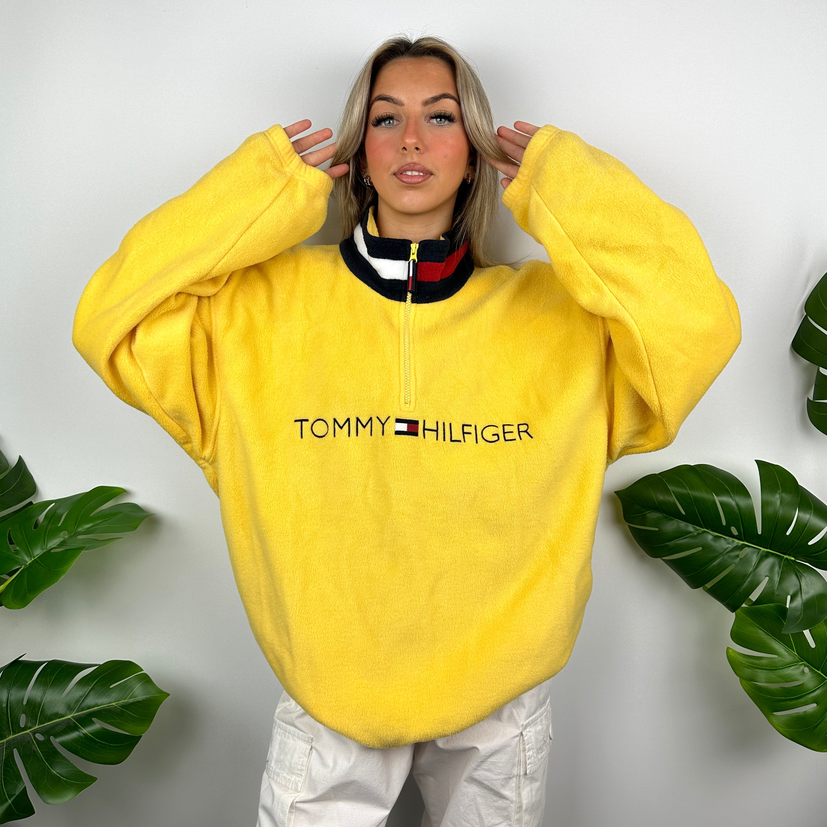 Tommy Hilfiger Yellow Embroidered Spell Out Teddy Bear Fleece