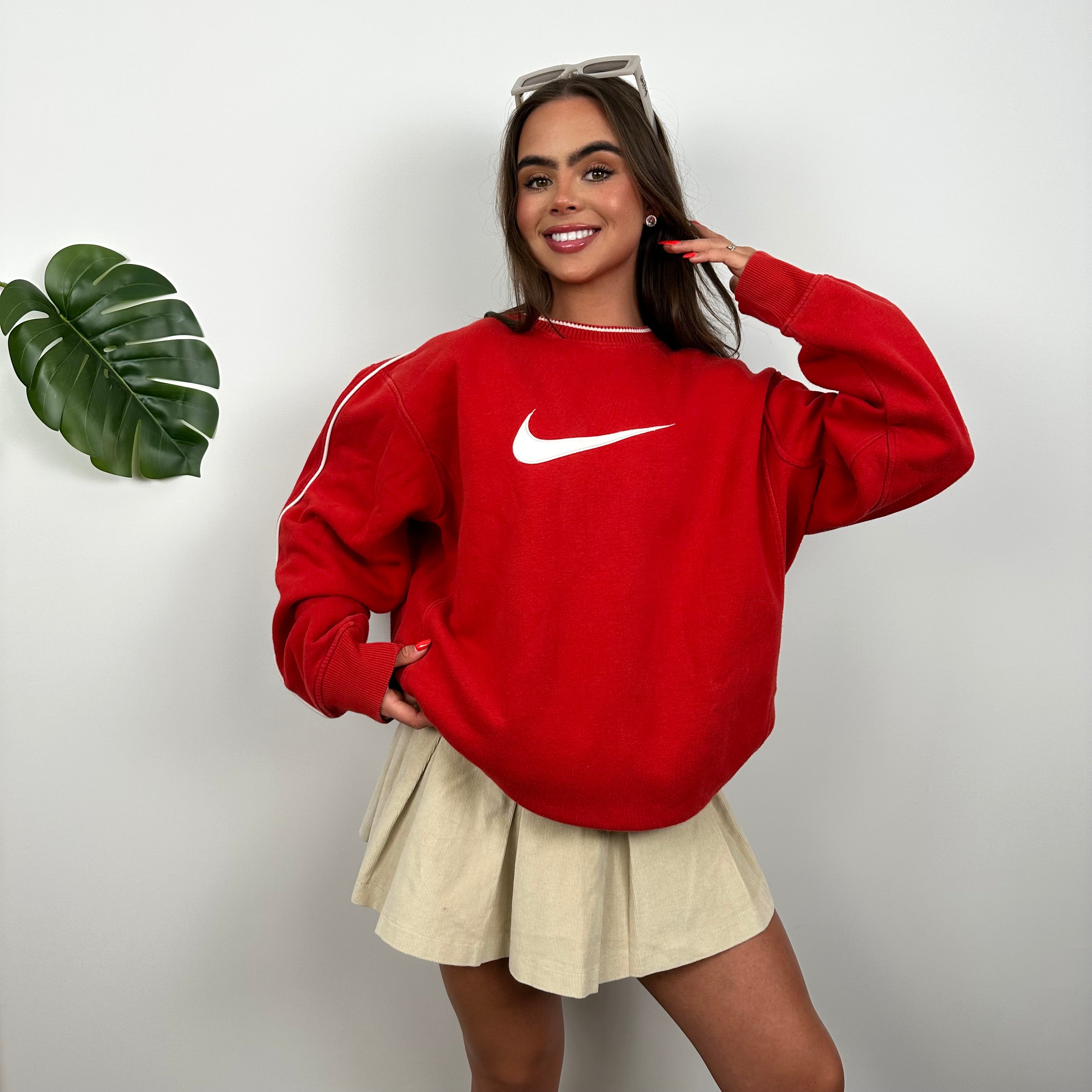 Nike Red Embroidered Swoosh Sweatshirt (L)