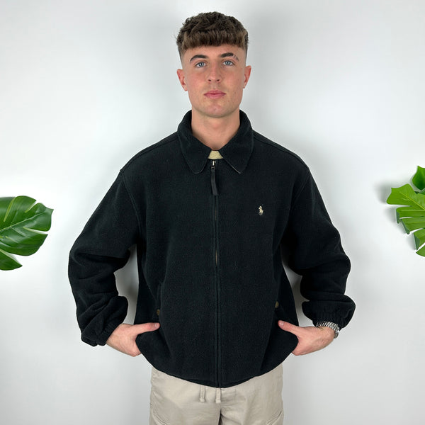 Polo Ralph Lauren Black Embroidered Logo Teddy Bear Fleece Jacket (L)