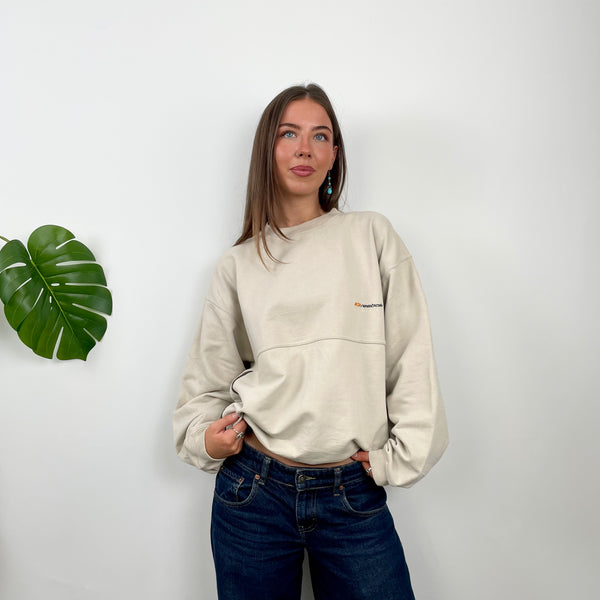 Reebok Cream Embroidered Spell Out Sweatshirt (S)