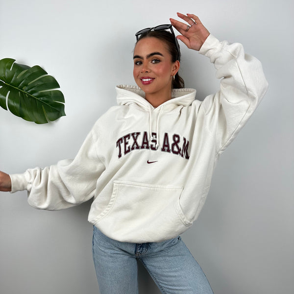 Nike x Texas A&M White Embroidered Spell Out Hoodie (L)