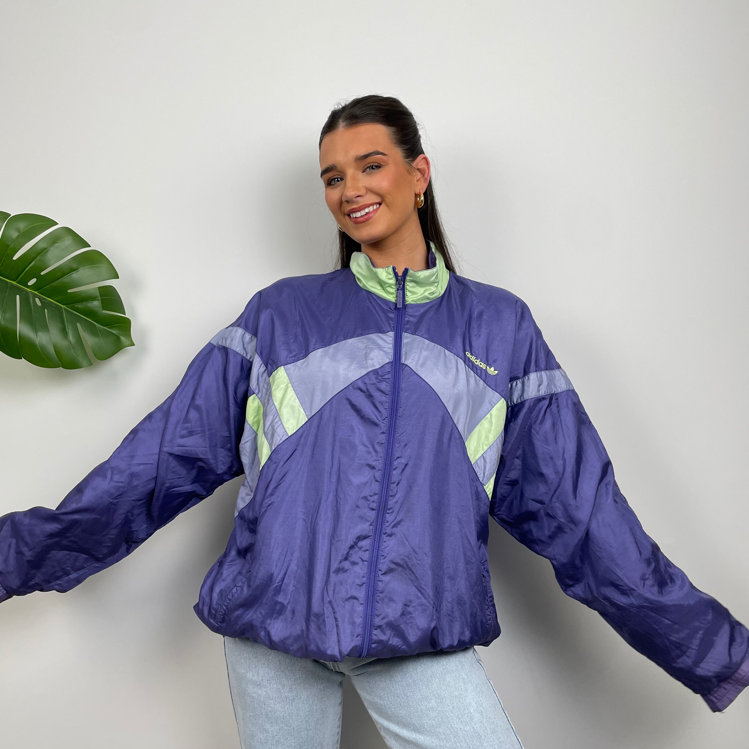 Adidas Colour Block Embroidered Spell Out Windbreaker Jacket (L)