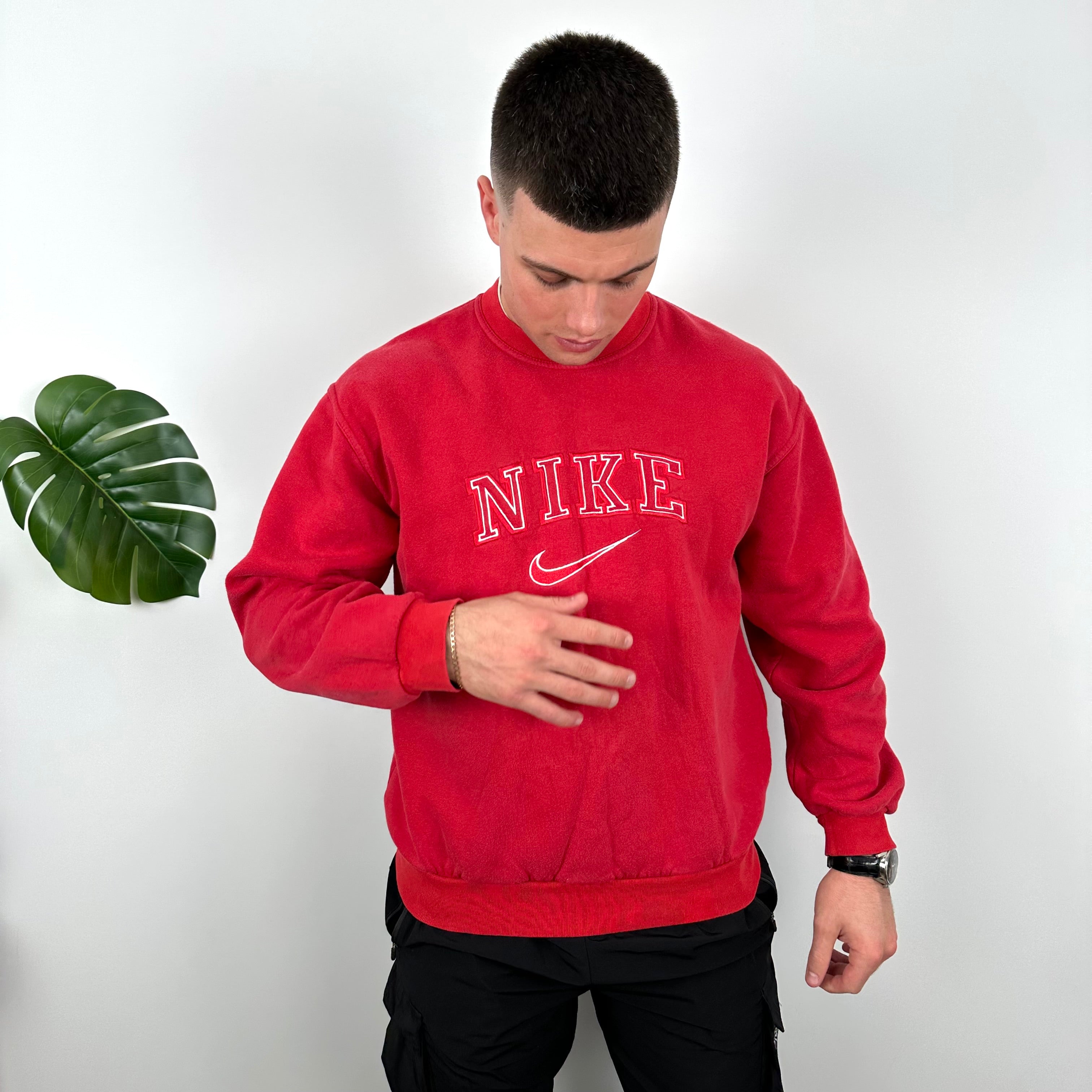 Nike Red Embroidered Spell Out Sweatshirt (M)