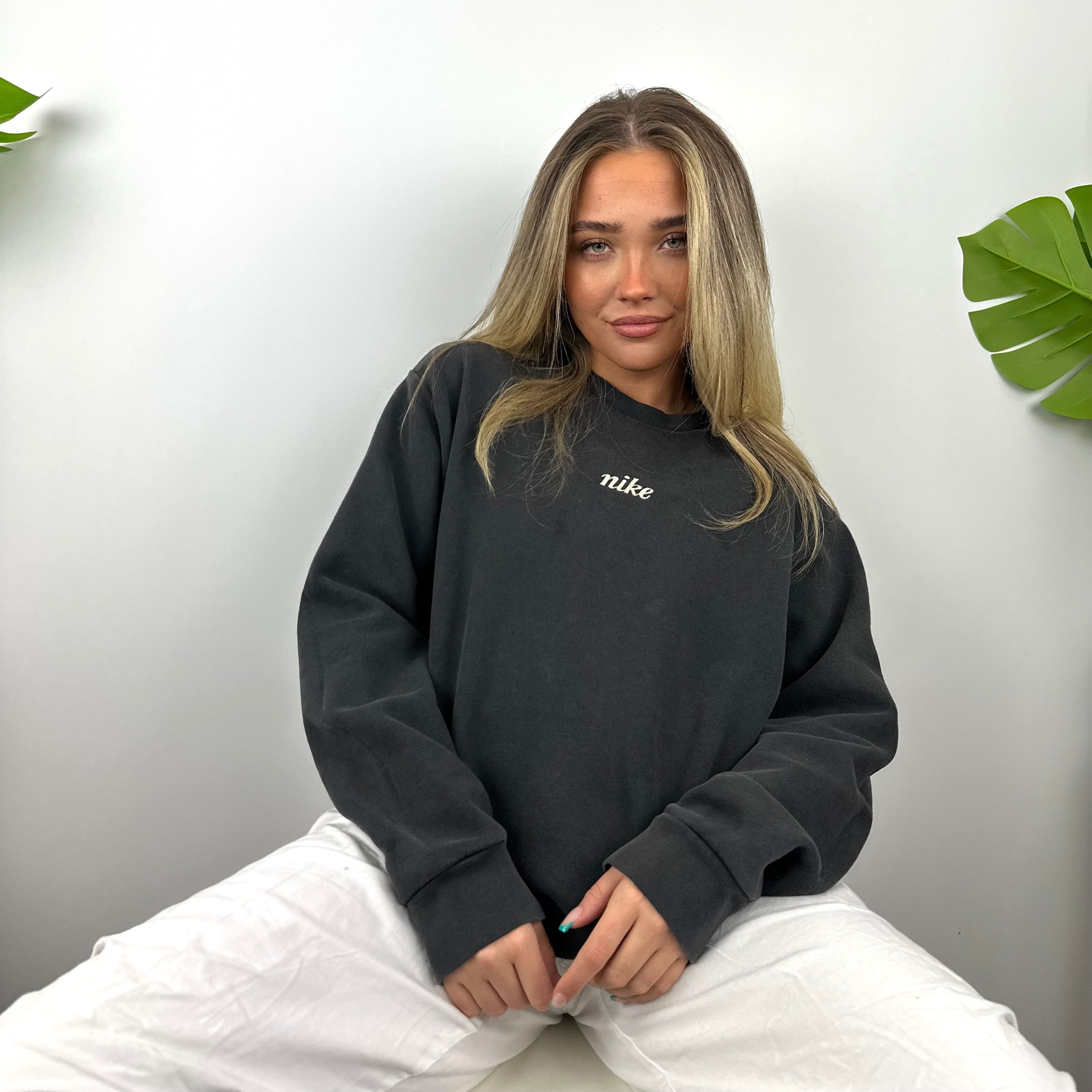 Nike Black Embroidered Spell Out Sweatshirt (L)