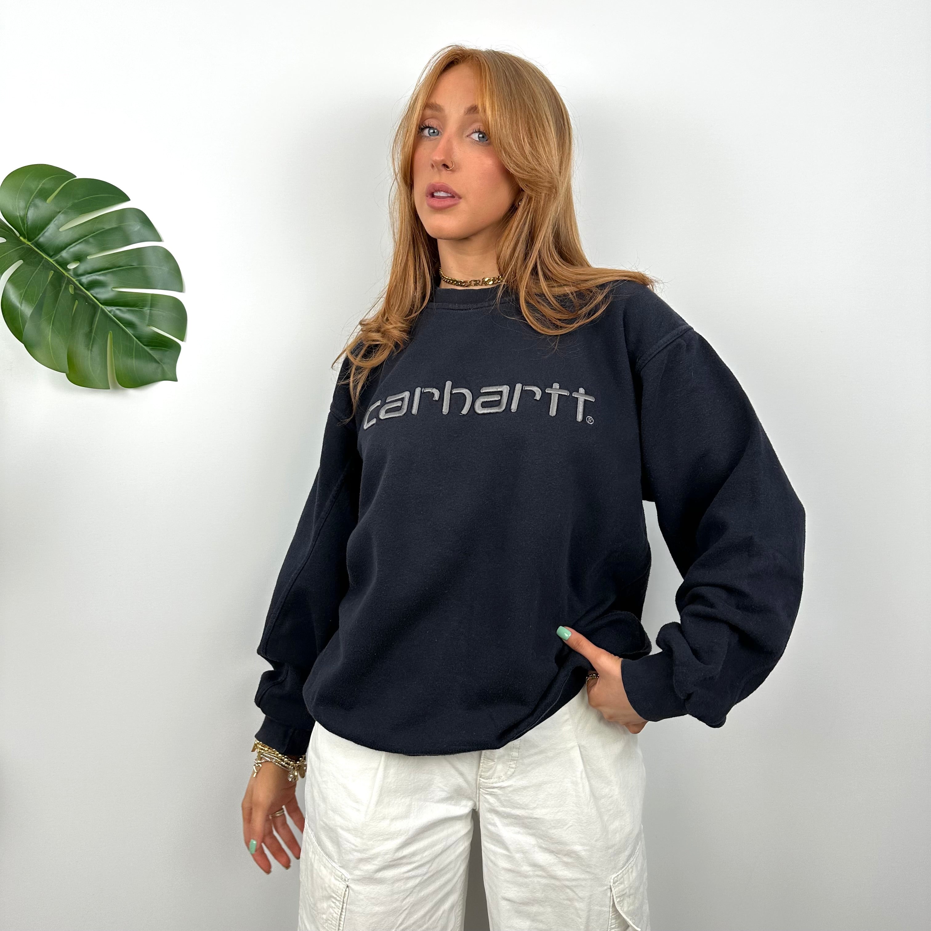 Carhartt Navy Embroidered Spell Out Sweatshirt (S)