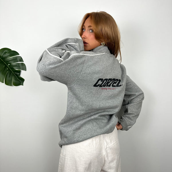 Nike Cortez Grey Embroidered Spell Out Quarter Zip Sweatshirt (S)