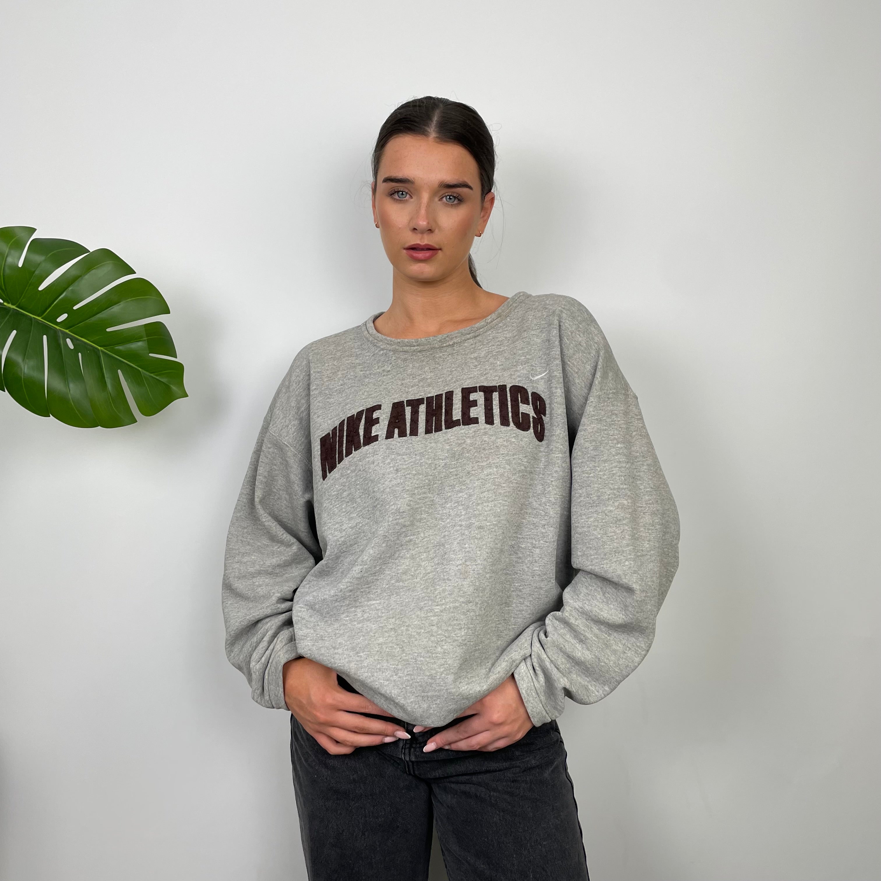 Nike Athletic Grey Embroidered Spell Out Sweatshirt (L)