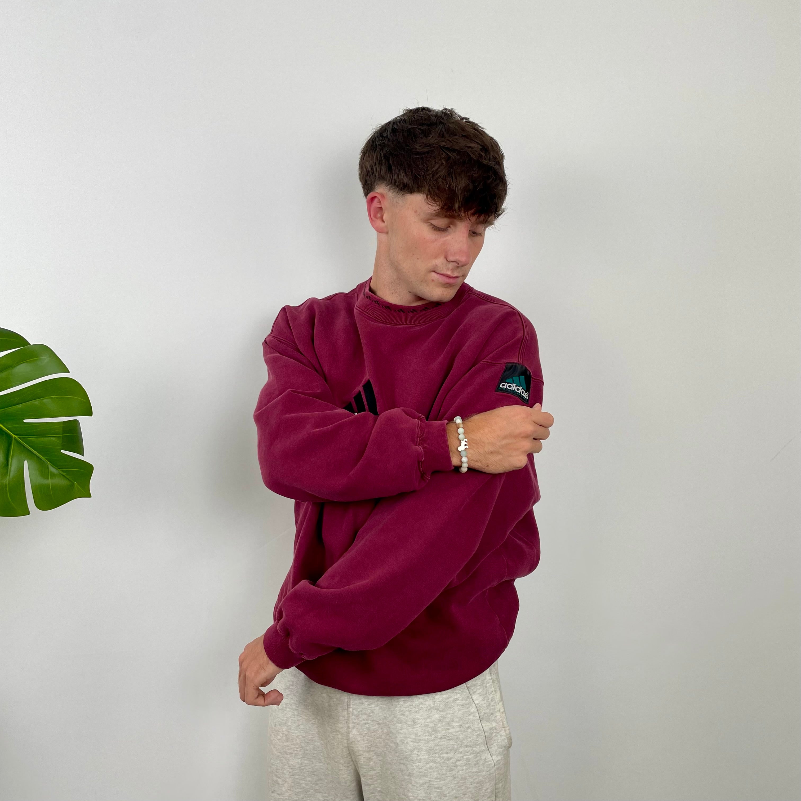 Adidas Equipment RARE Red Embroidered Spell Out Sweatshirt (L)