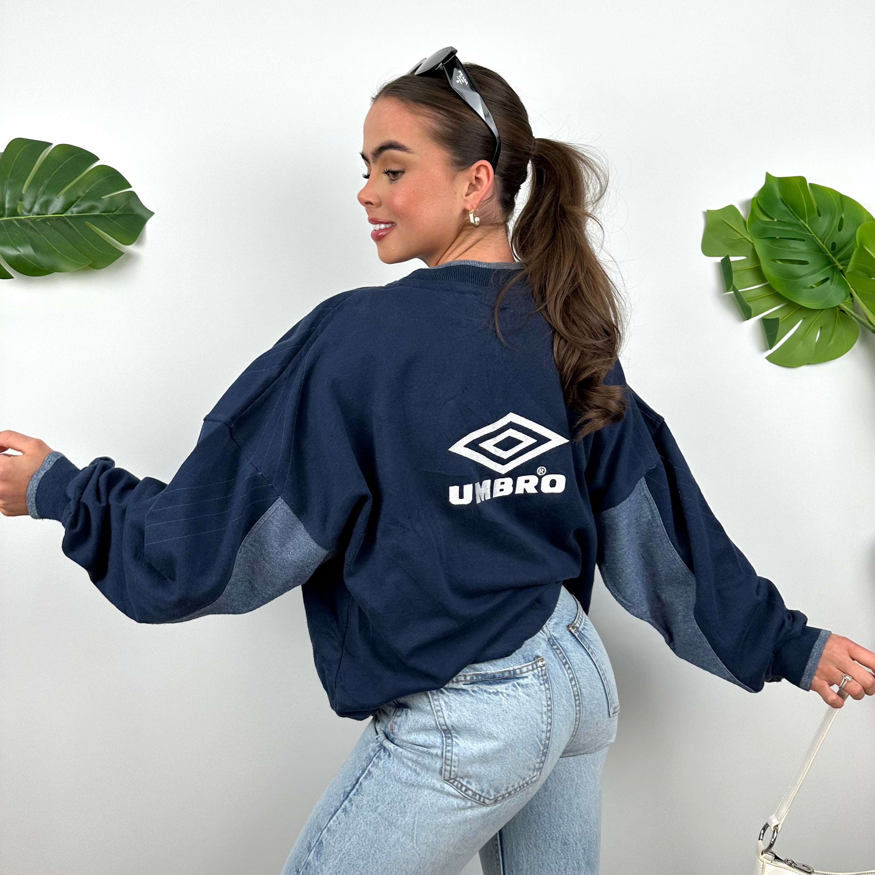 Umbro Navy Embroidered Spell Out Sweatshirt (XL)