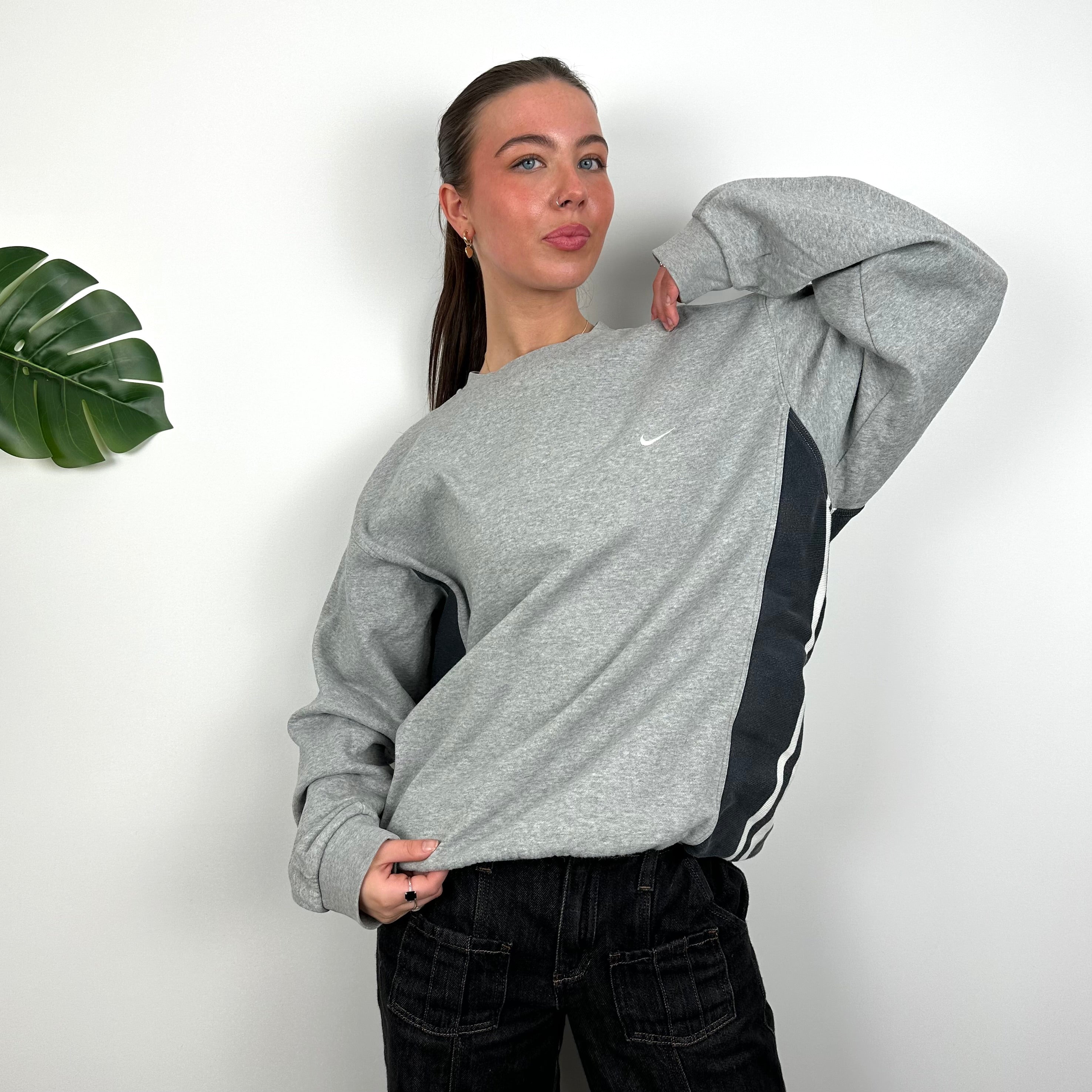 Nike Grey Embroidered Swoosh Sweatshirt (L)