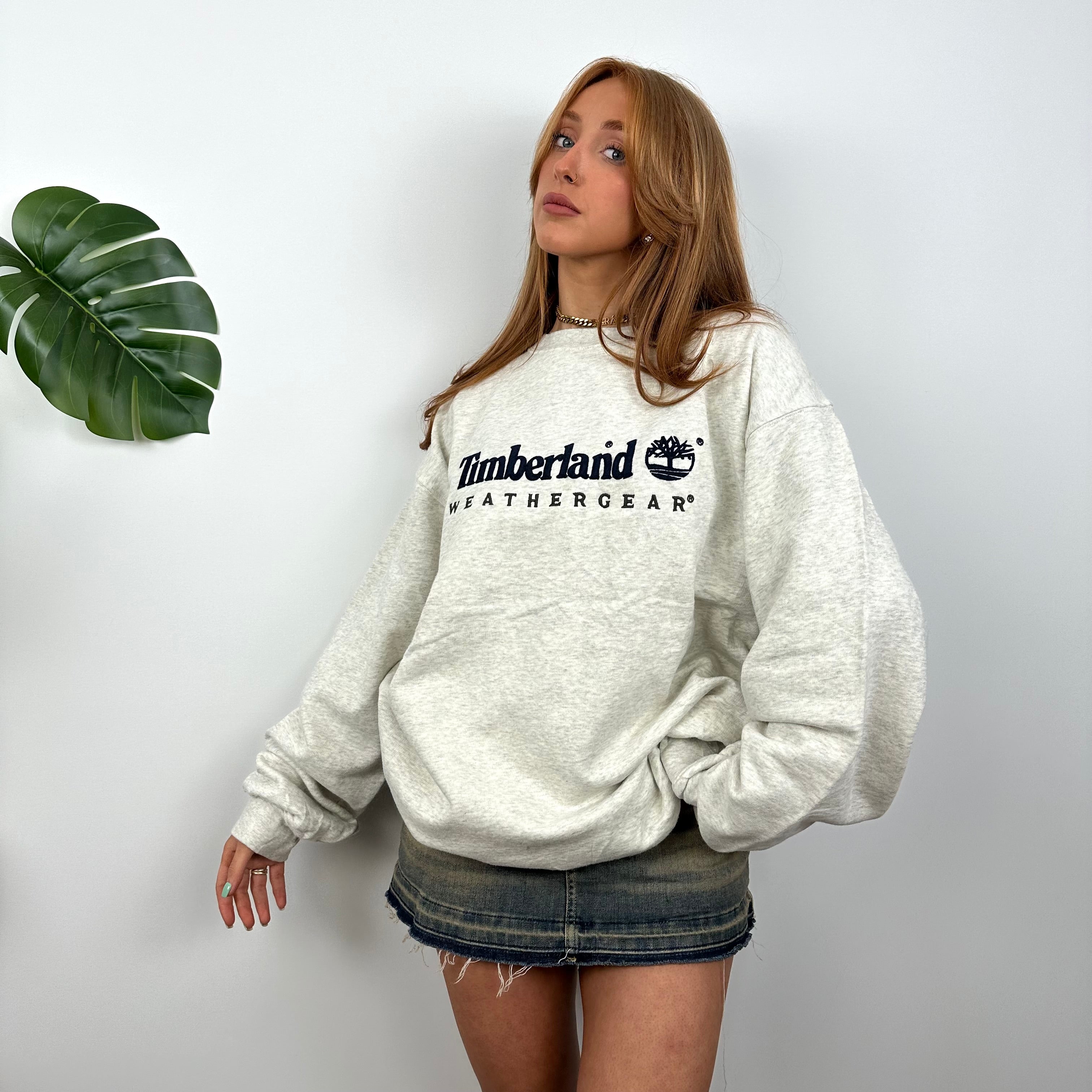 Timberland Grey Embroidered Spell Out Sweatshirt (L)