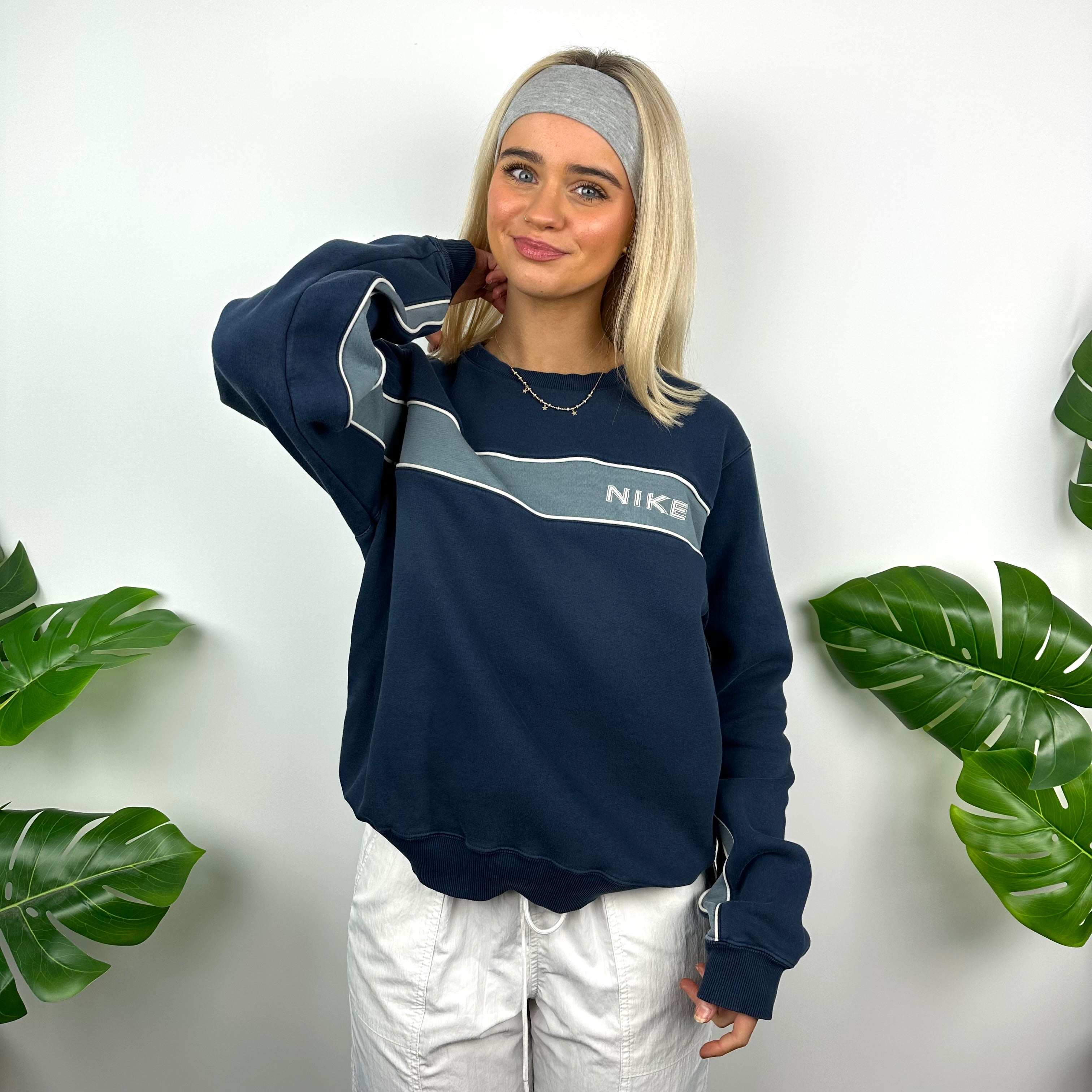 Nike Navy Embroidered Spell Out Sweatshirt (S)