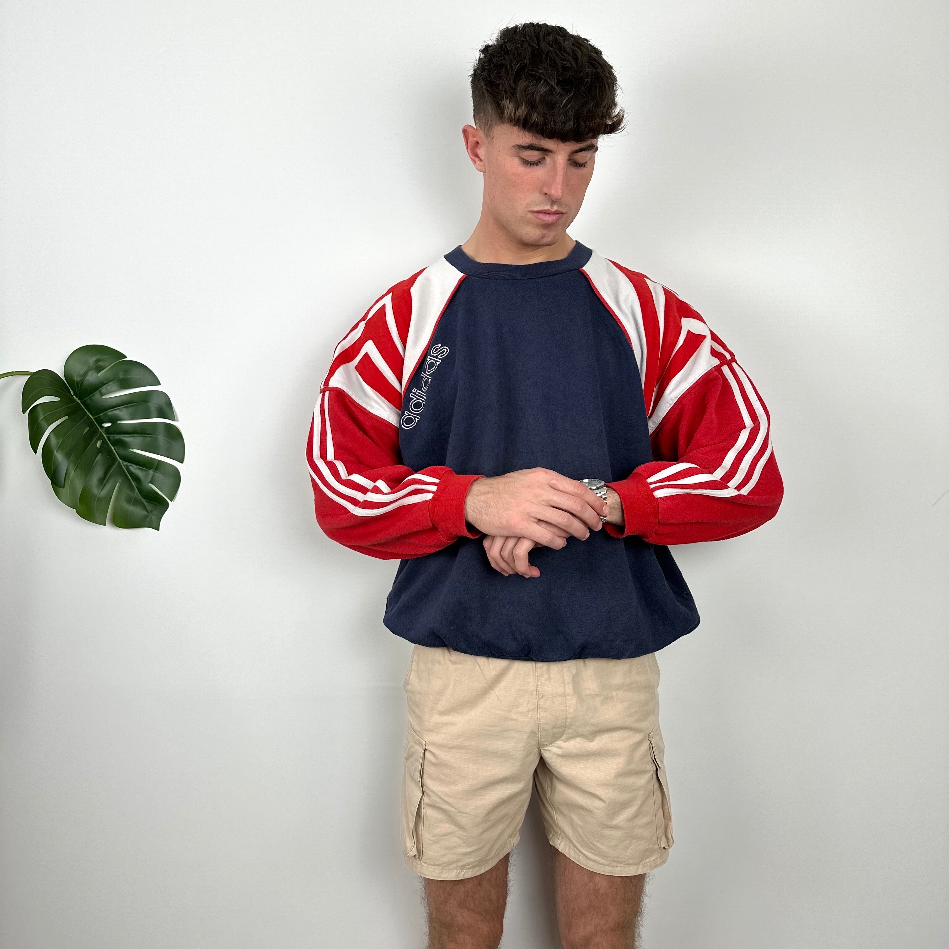 Adidas Embroidered Spell Out Colour Block Sweatshirt (L)