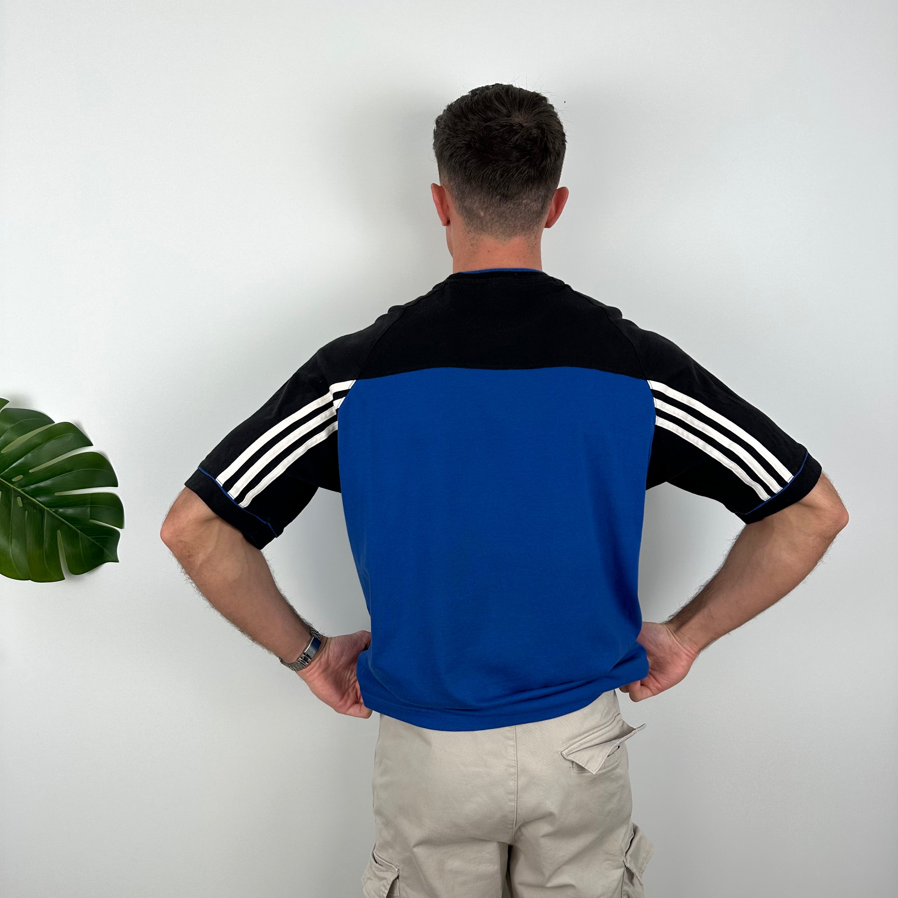 Adidas RARE Black & Blue Embroidered Spell Out T Shirt (L)