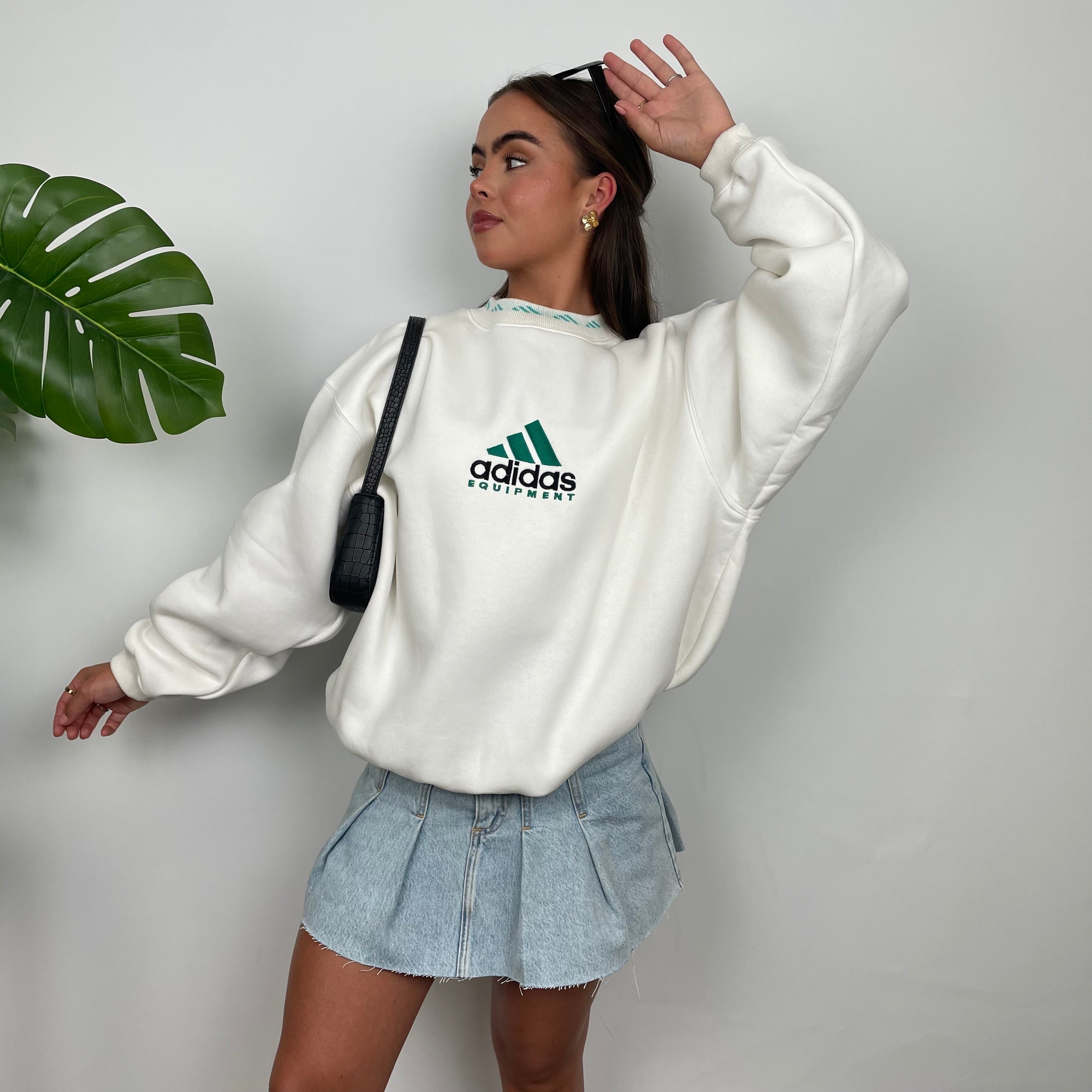 Adidas Equipment White Embroidered Spell Out Sweatshirt as worn by Annalivia Hynds (S)