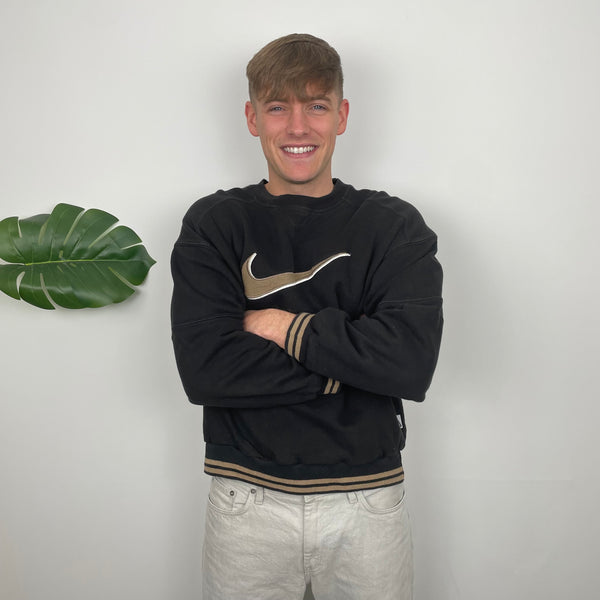 Nike Black Embroidered Swoosh Sweatshirt (M)