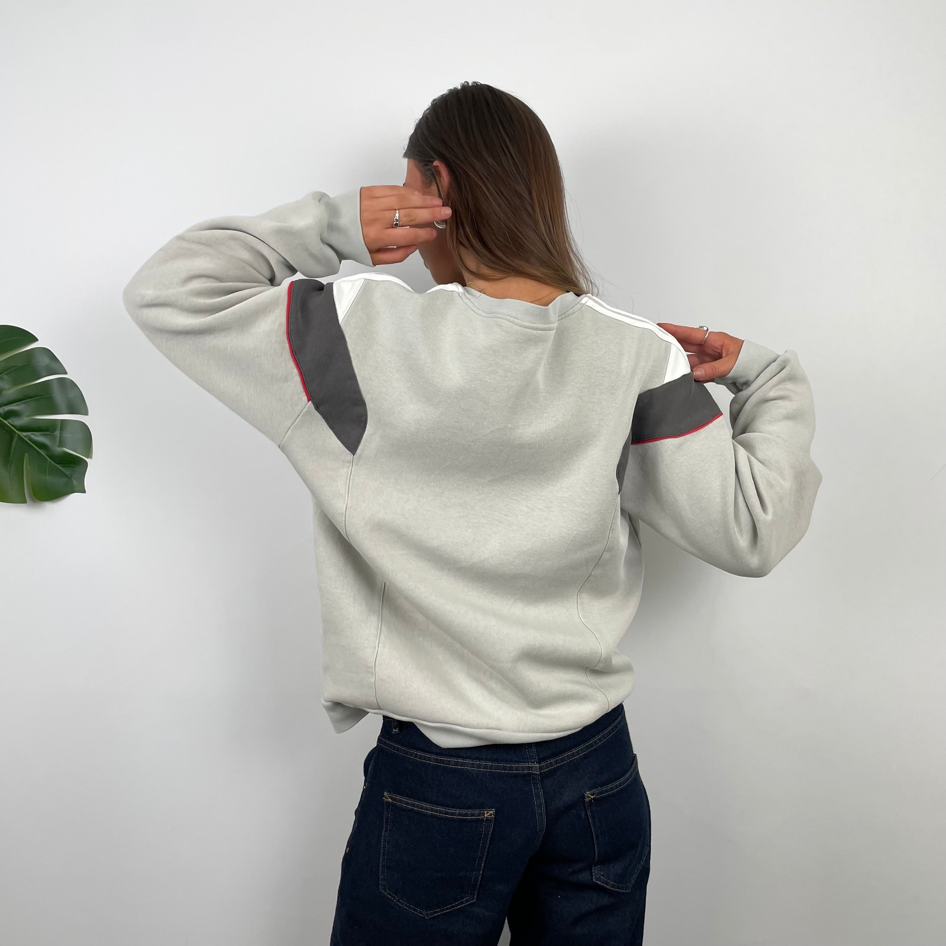 Adidas Cream Embroidered Spell Out Sweatshirt (M)