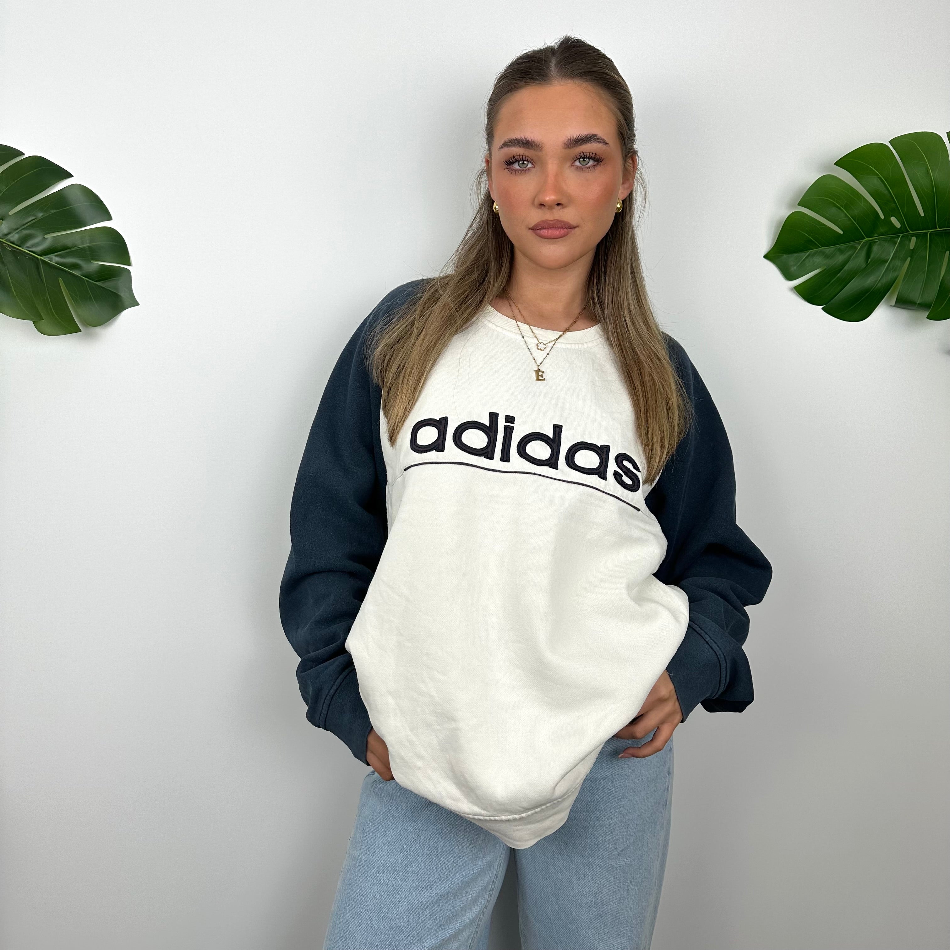 Adidas RARE White Embroidered Spell Out Sweatshirt (XL)