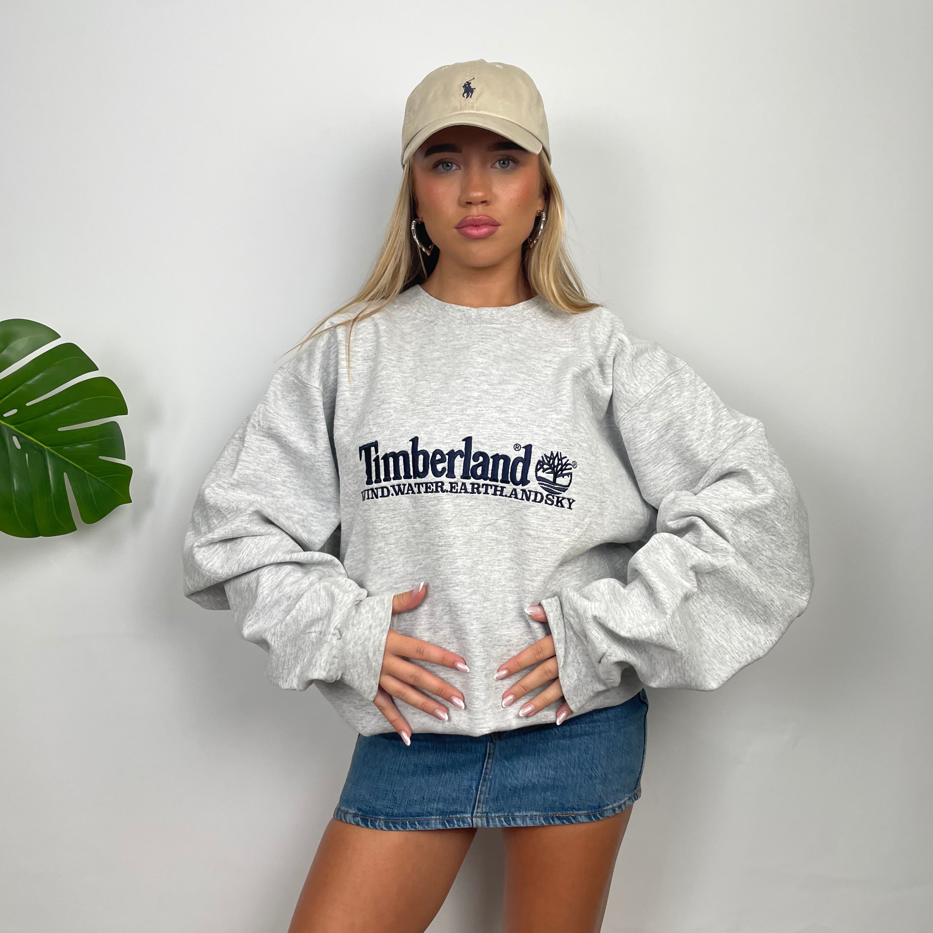 Timberland Grey Embroidered Spell Out Sweatshirt (L)