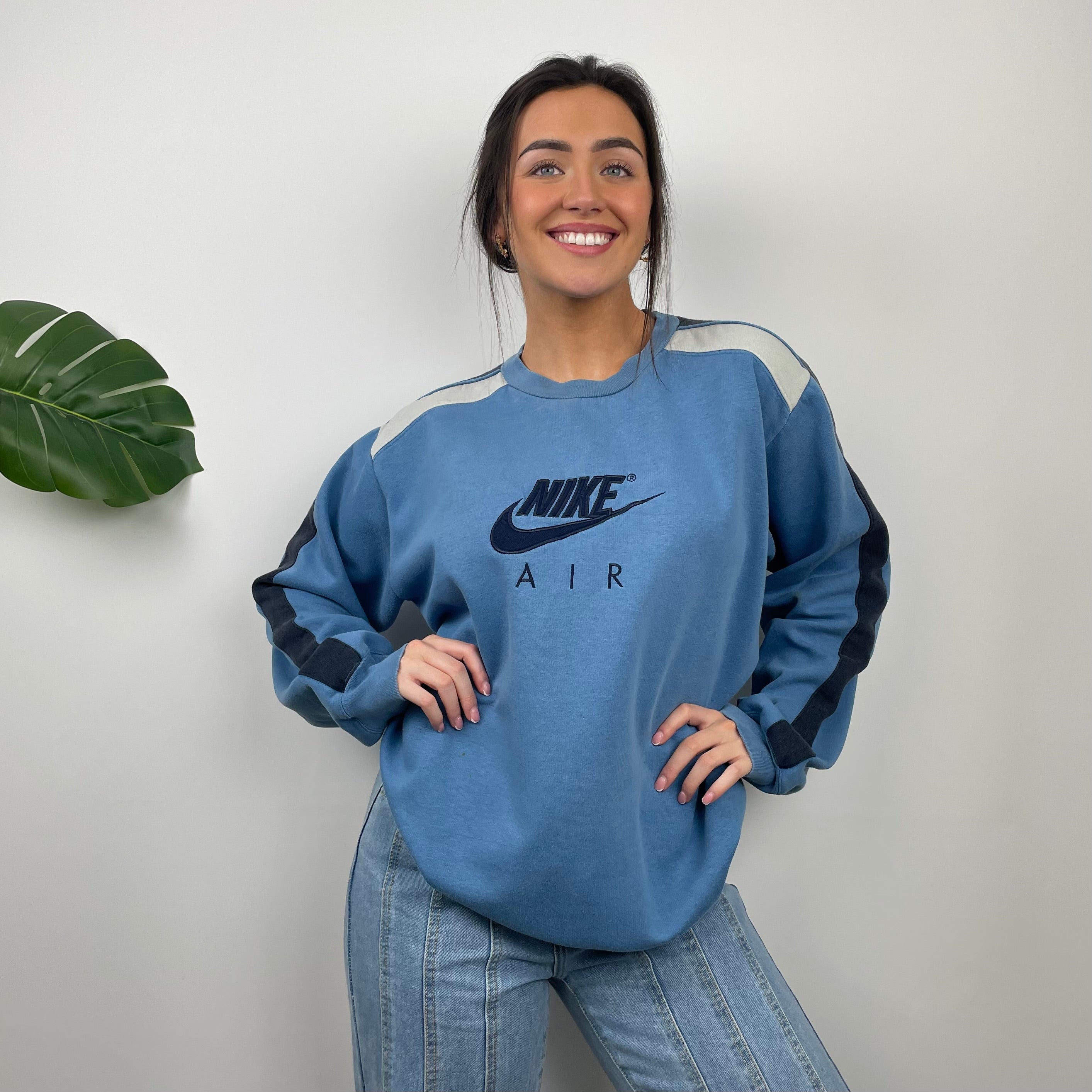 Nike Baby Blue Embroidered Spell Out Sweatshirt (L)