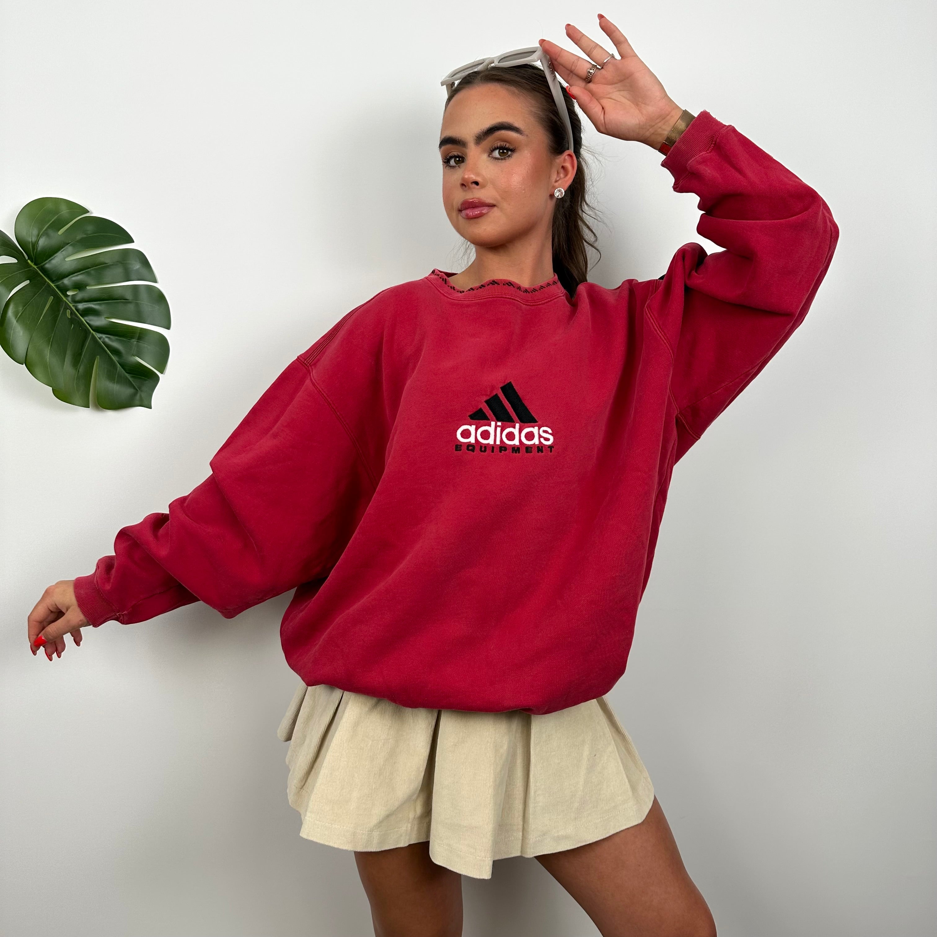 Adidas Equipment RARE Red Embroidered Spell Out Sweatshirt (L)