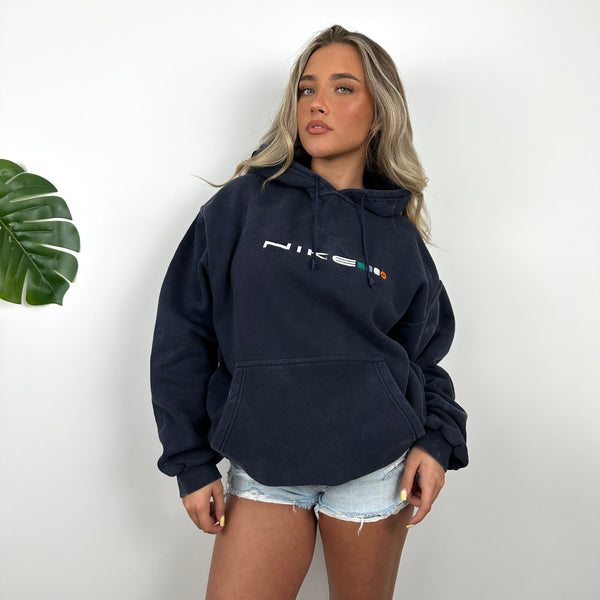 Nike Navy Embroidered Spell Out Hoodie (M)