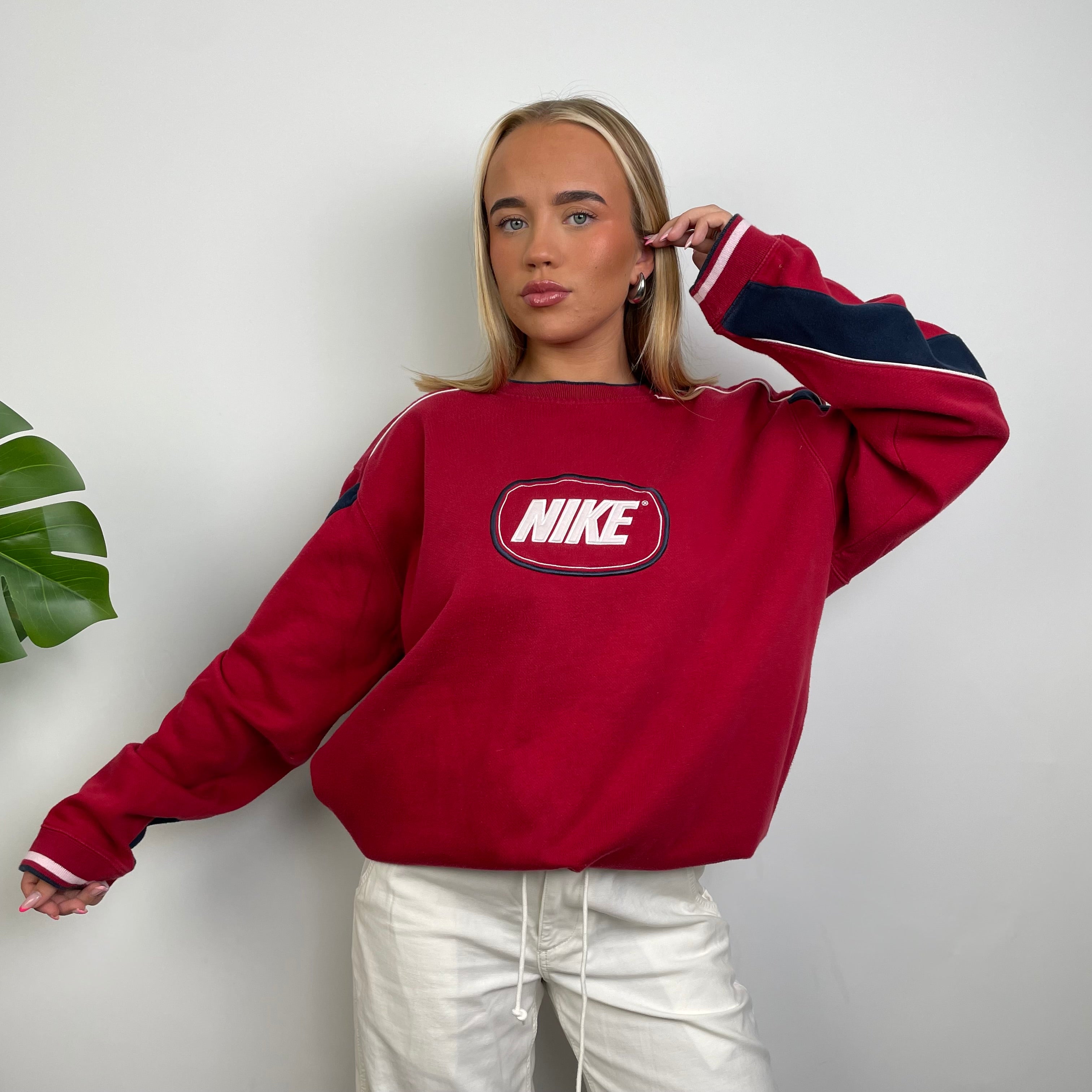 Nike Red Embroidered Spell Out Sweatshirt (L)