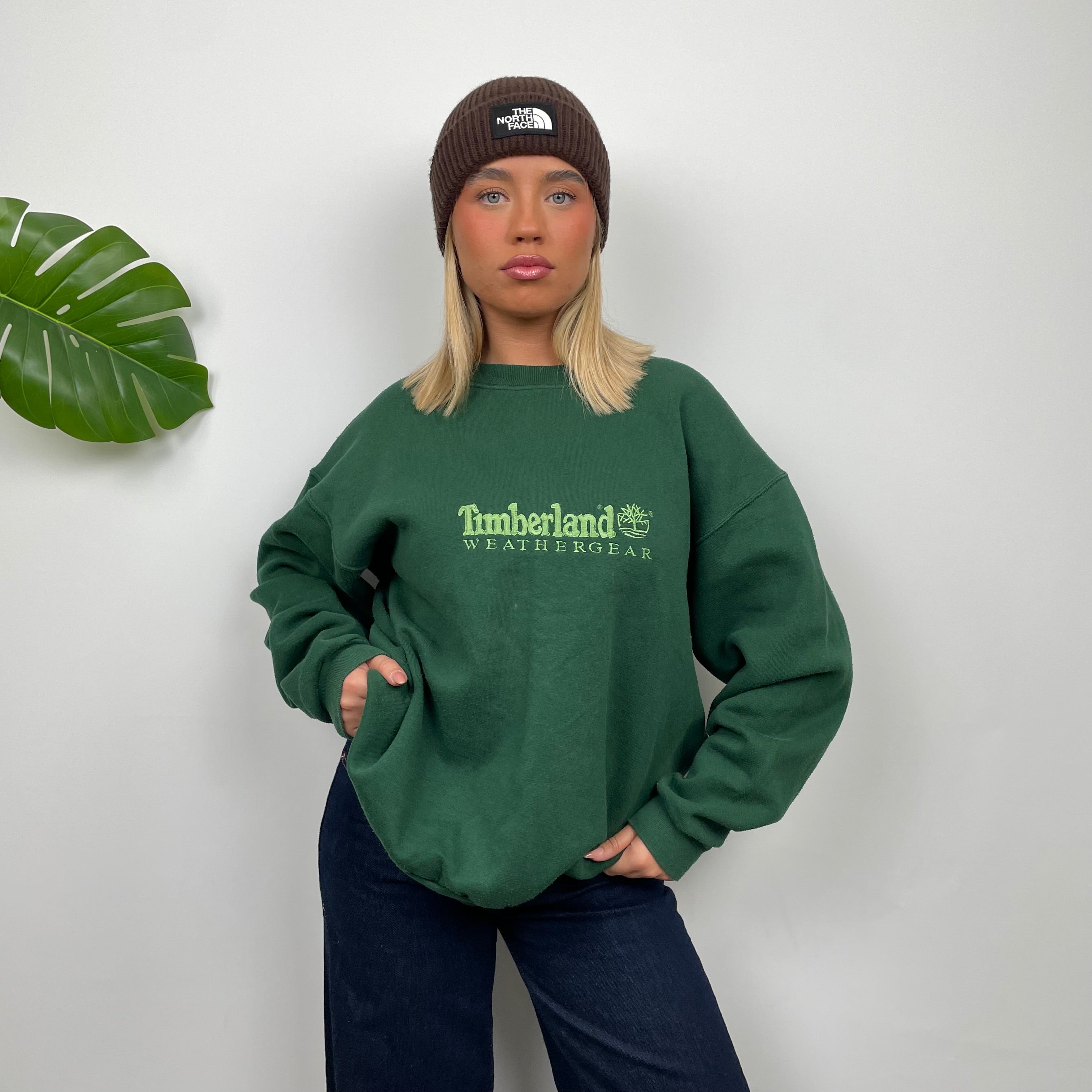 Timberland Green Embroidered Spell Out Sweatshirt (M)