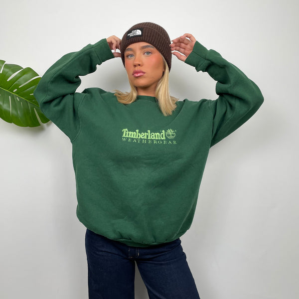 Timberland Green Embroidered Spell Out Sweatshirt (M)