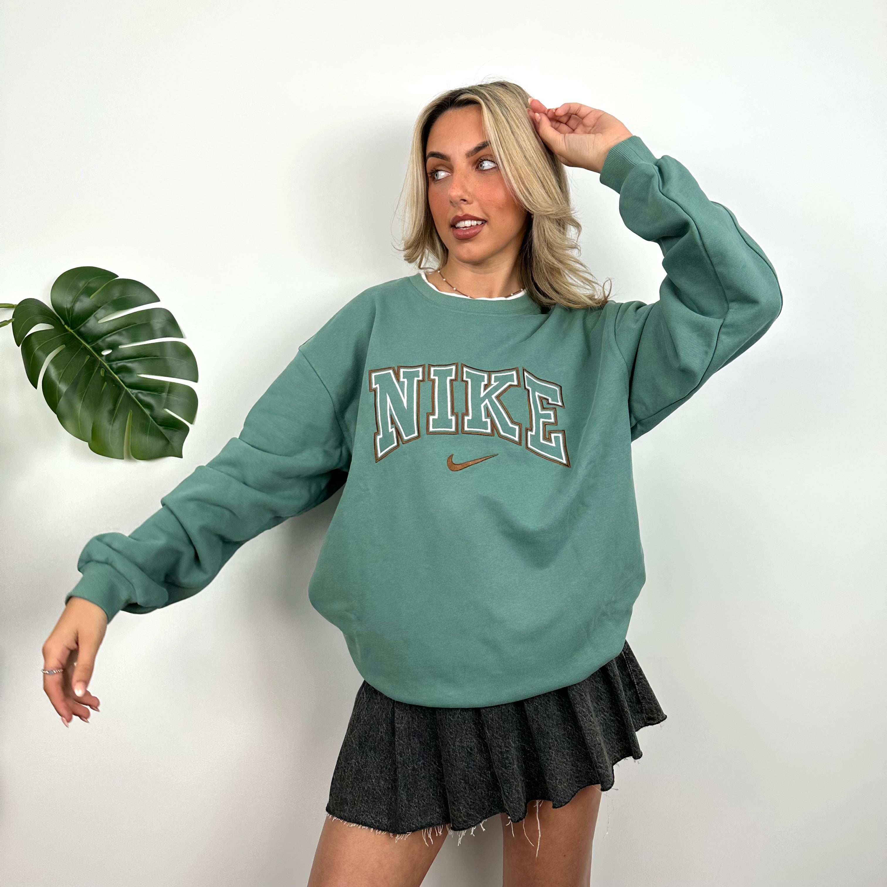 Nike Green Embroidered Spell Out Sweatshirt (L)