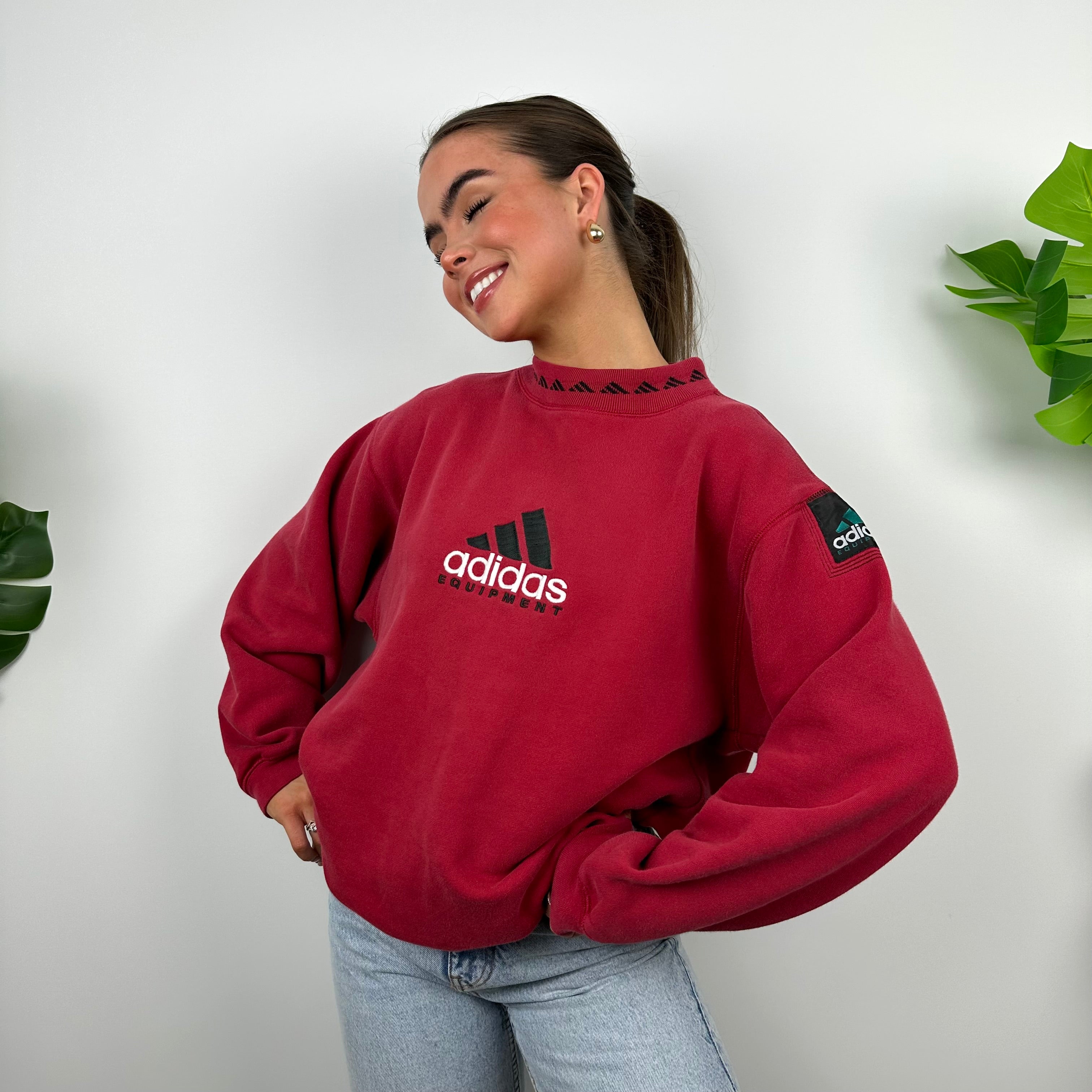 Adidas Equipment RARE Red Embroidered Spell Out Sweatshirt (L)