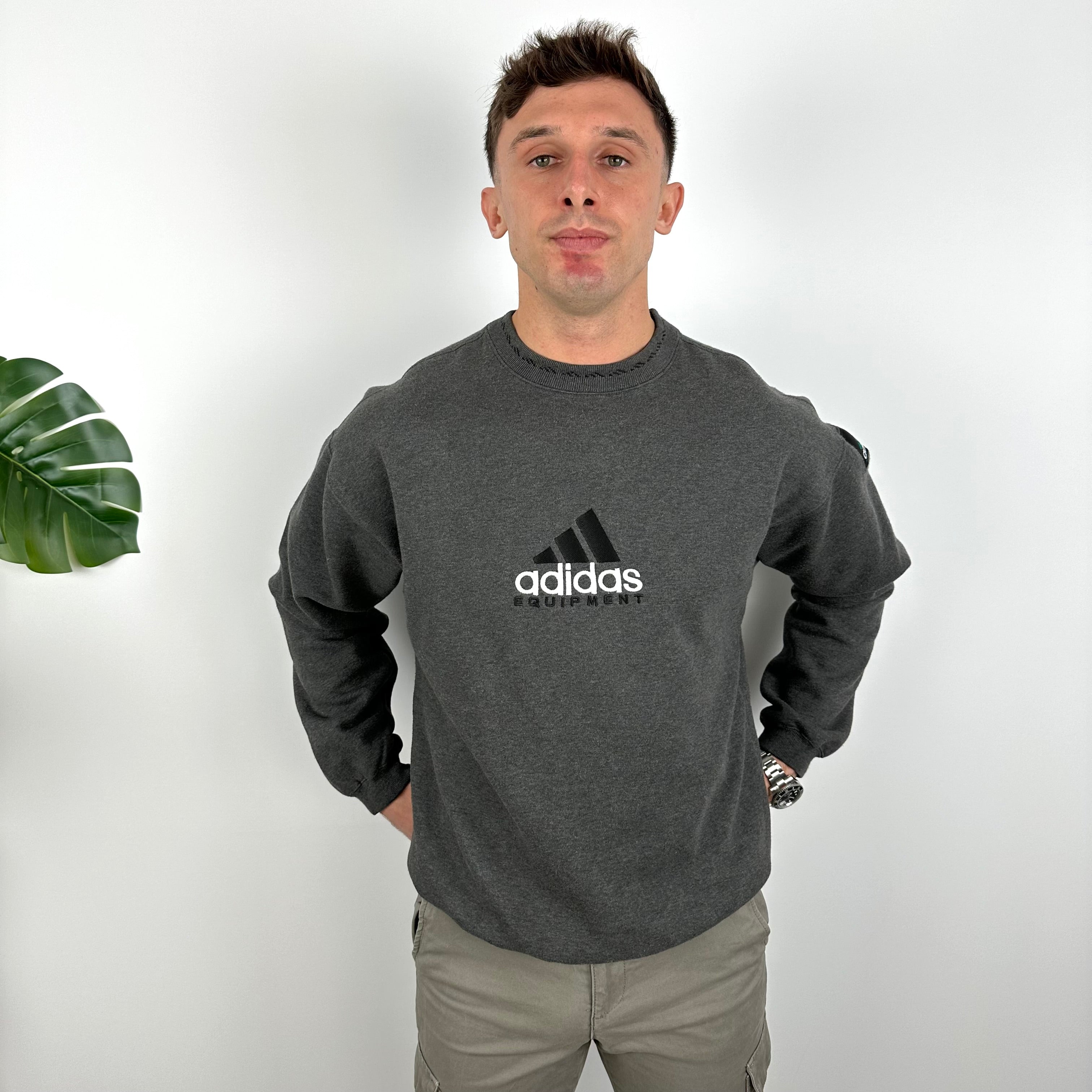 Adidas Equipment RARE Grey Embroidered Spell Out Sweatshirt (L)