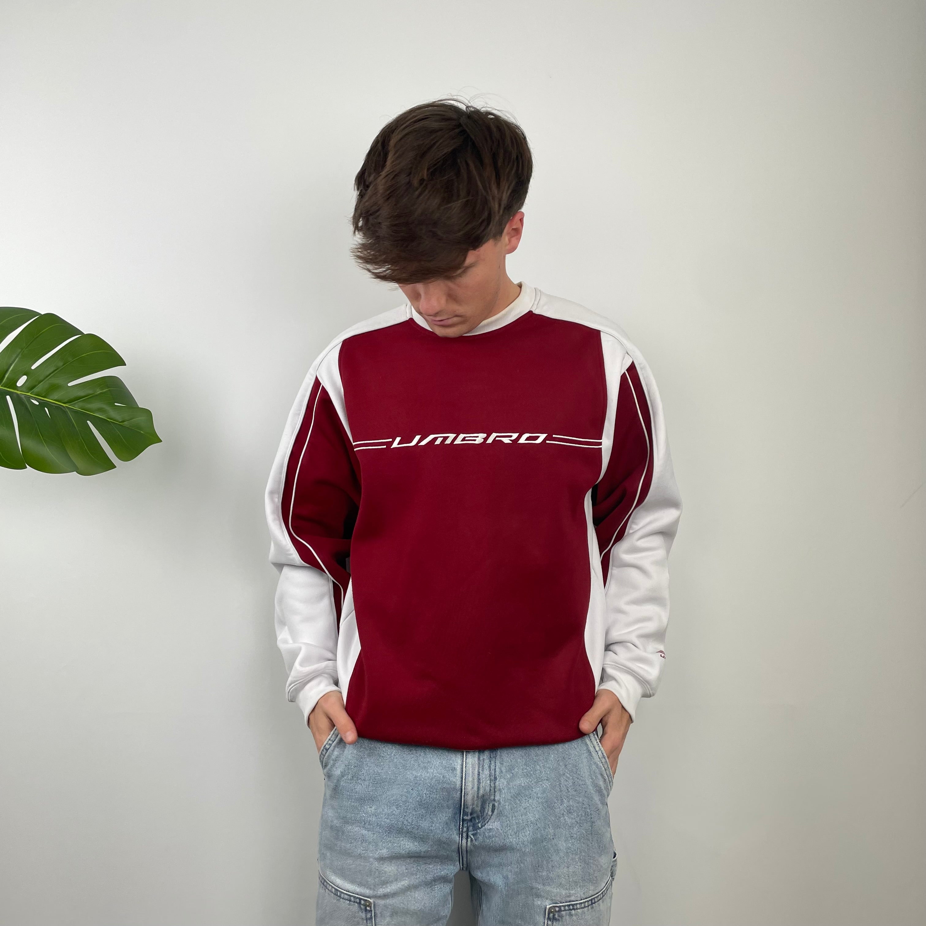Umbro Red Embroidered Spell Out Sweatshirt (M)