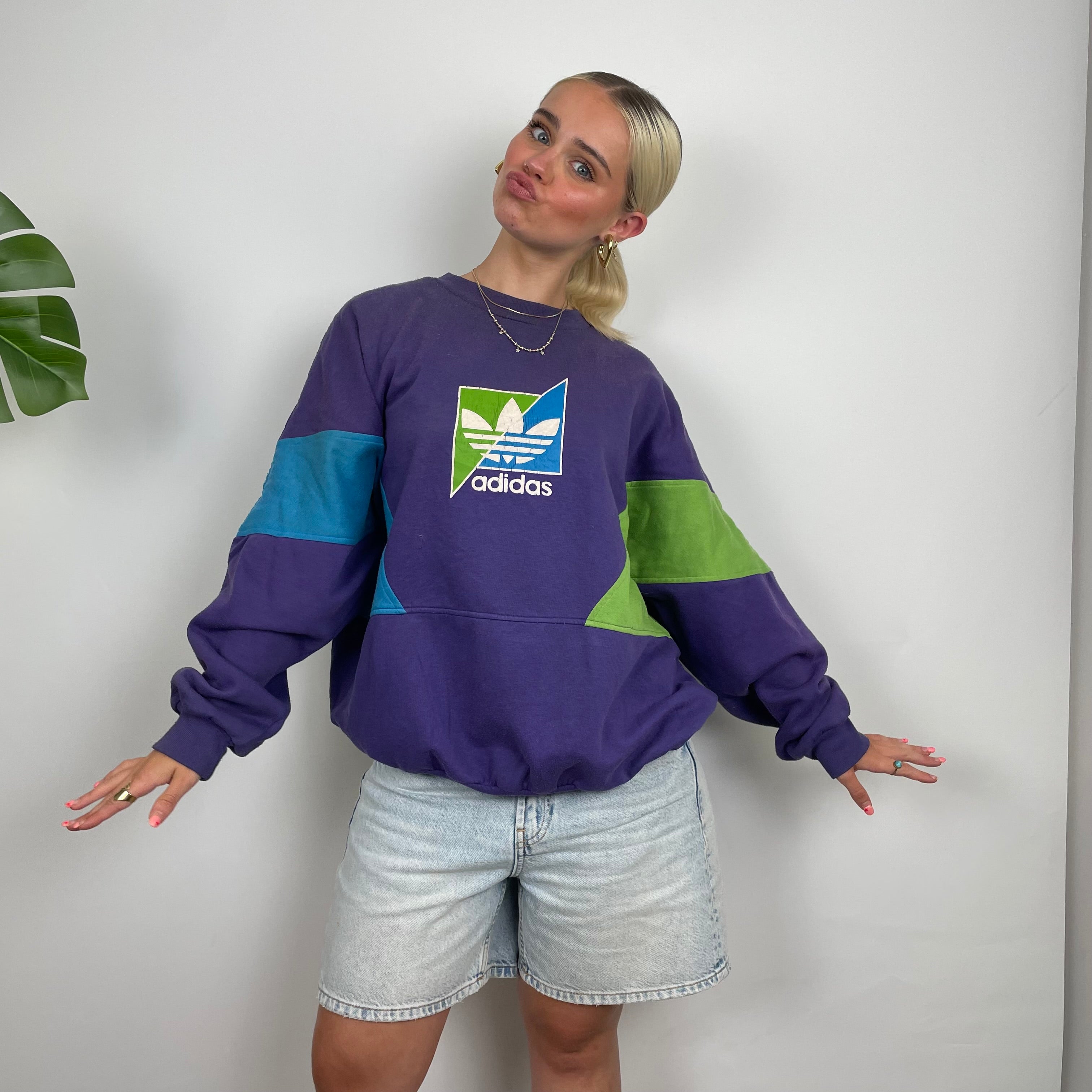 Adidas Purple Colour Block Sweatshirt (M)