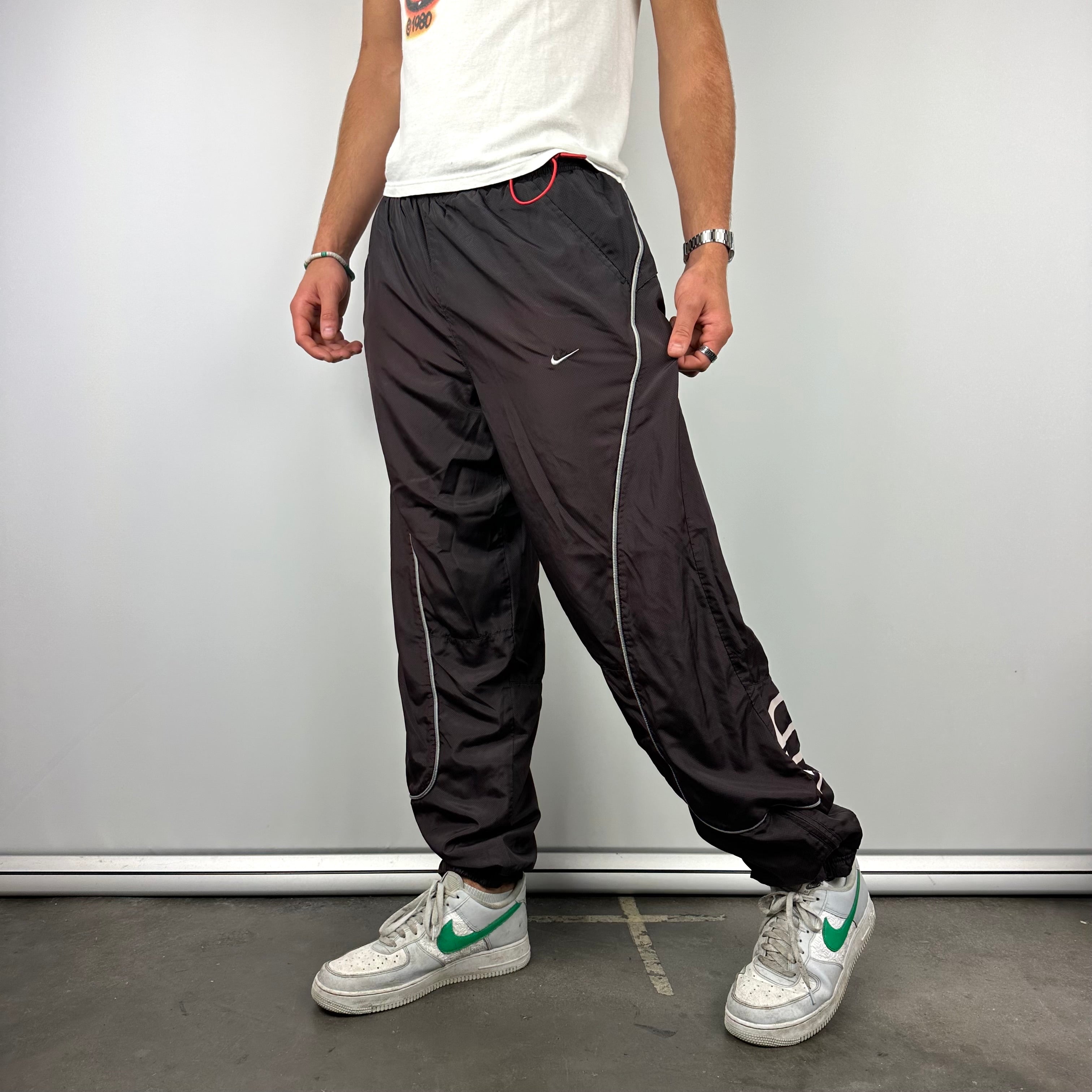 Vintage Nike Track Pants Black Nike Air Black Brown Spell Out