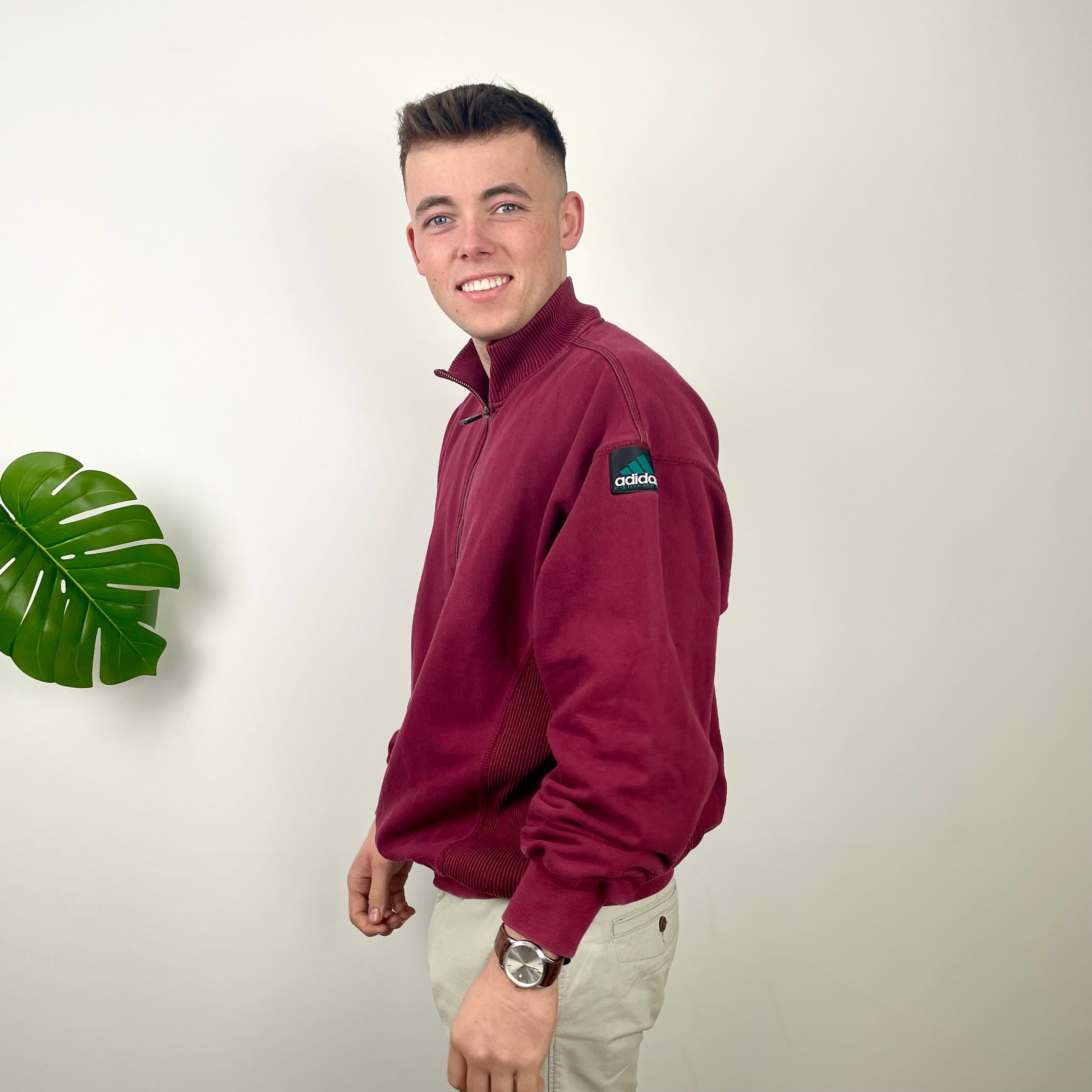 Adidas Equipment Maroon Embroidered Spell Out Sweatshirt (L)