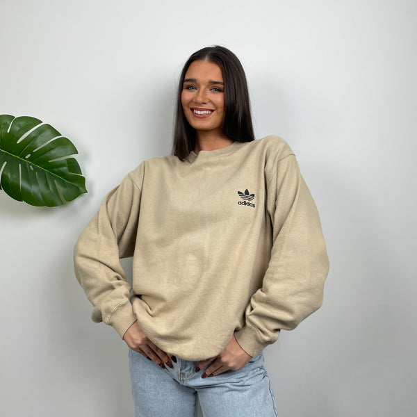 Adidas Tan Embroidered Spell Out Sweatshirt (L)