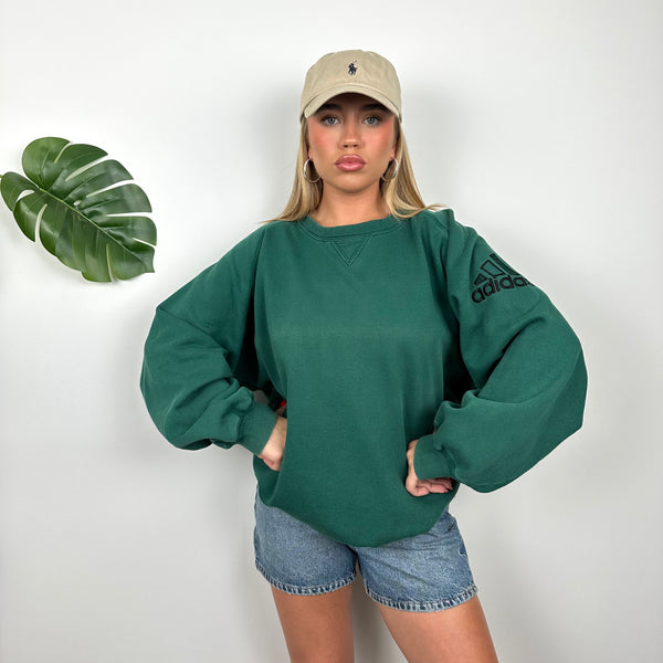 Adidas Green Embroidered Spell Out Sweatshirt (XXL)