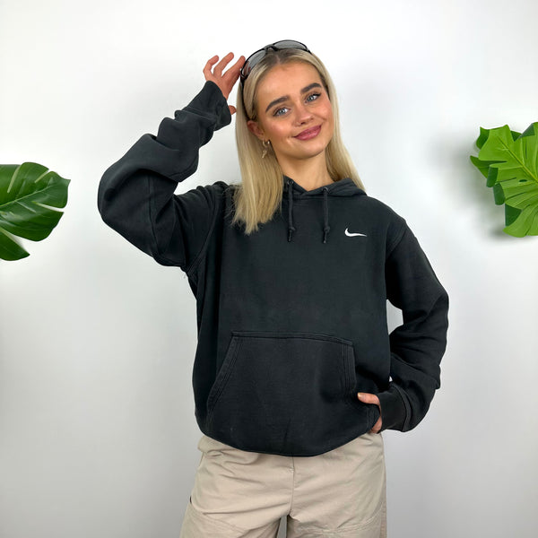 Nike Black Embroidered Swoosh Hoodie (M)